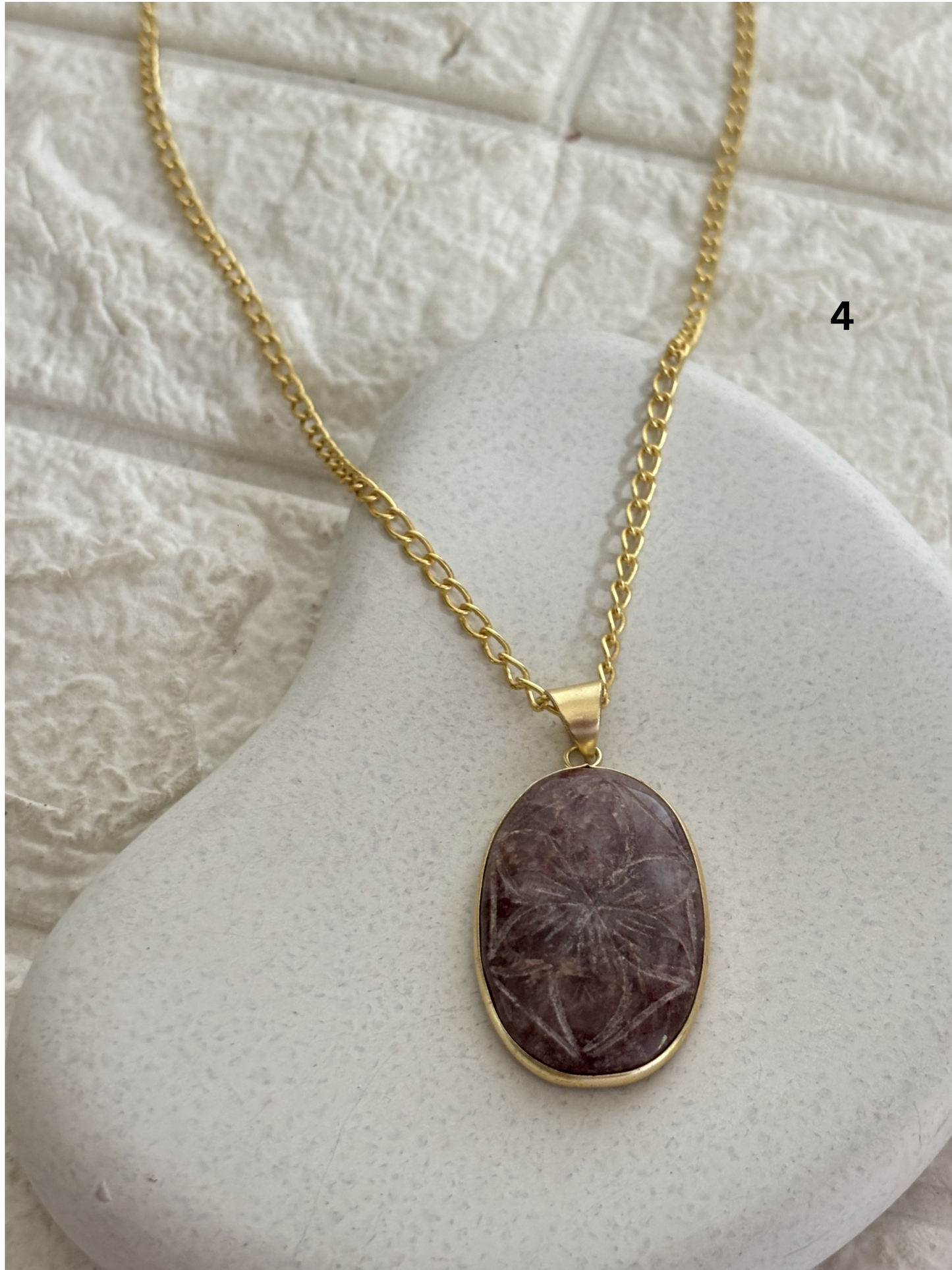 Carving Mix color Necklace- Brass