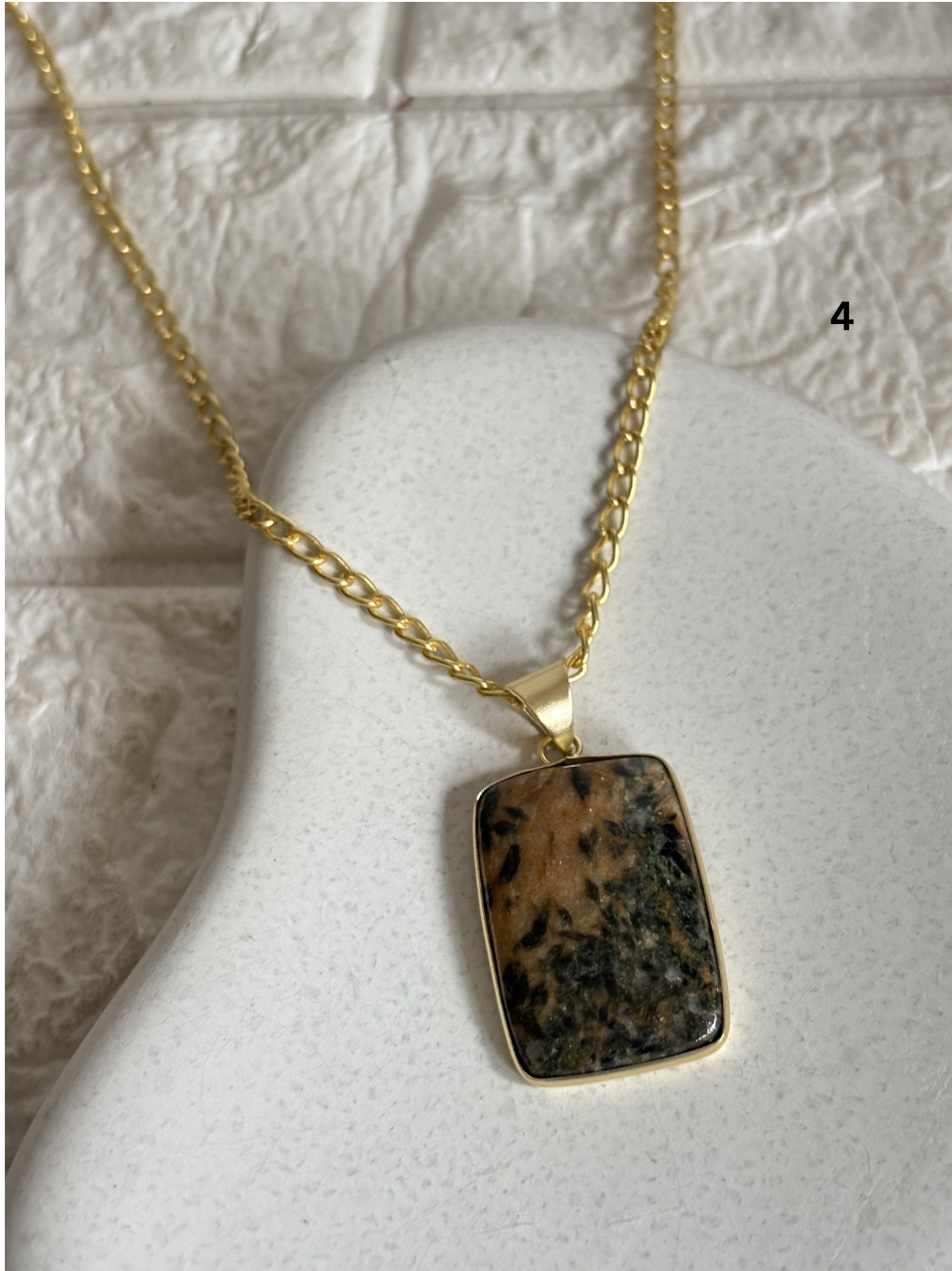 Mix color jasper stone Necklace - Brass