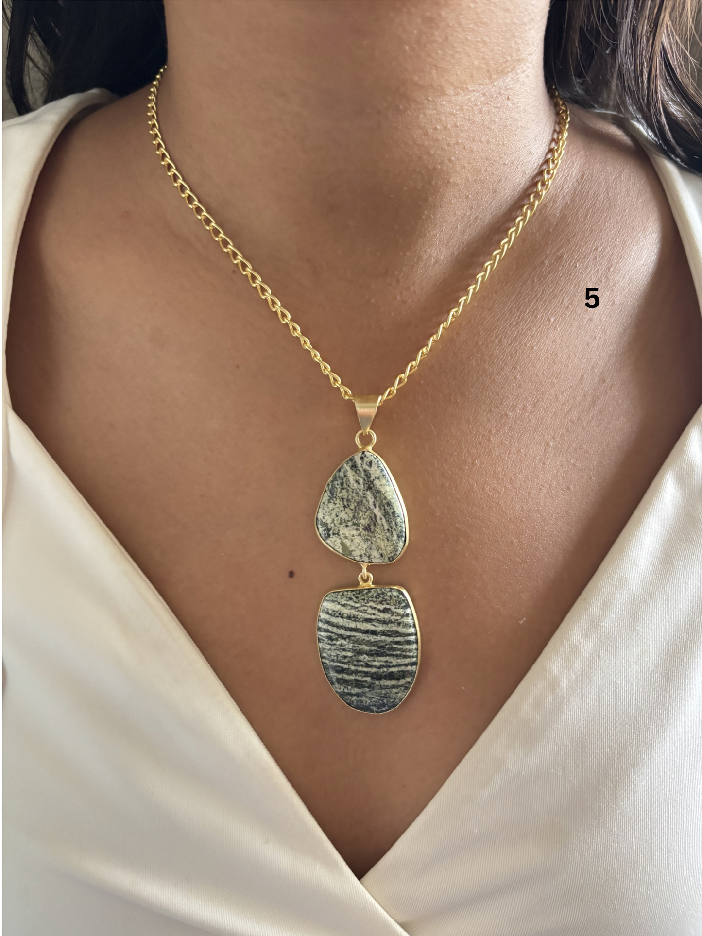 Masaba 2 Stone Necklace-Brass