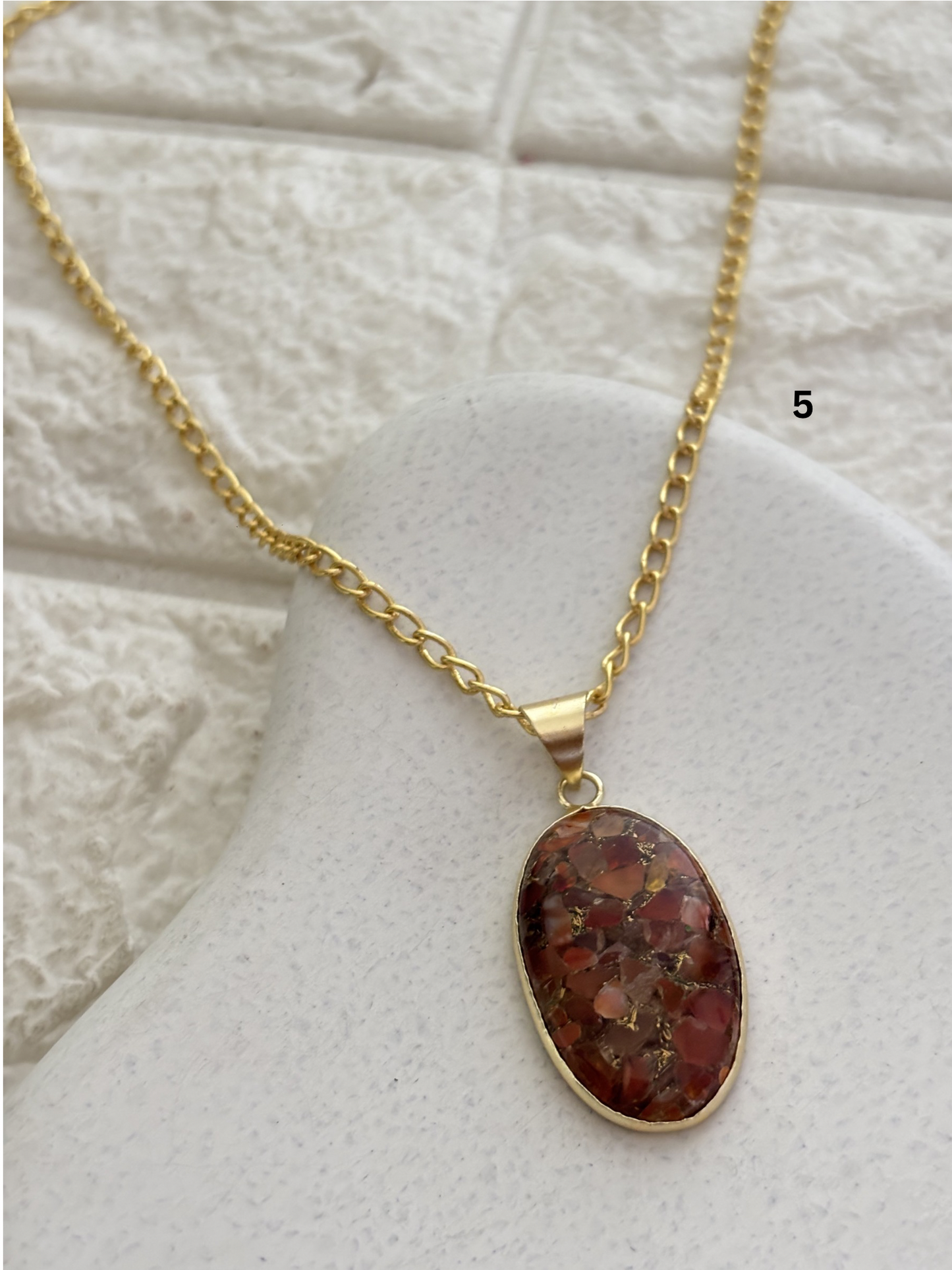Mix color jasper stone Necklace - Brass
