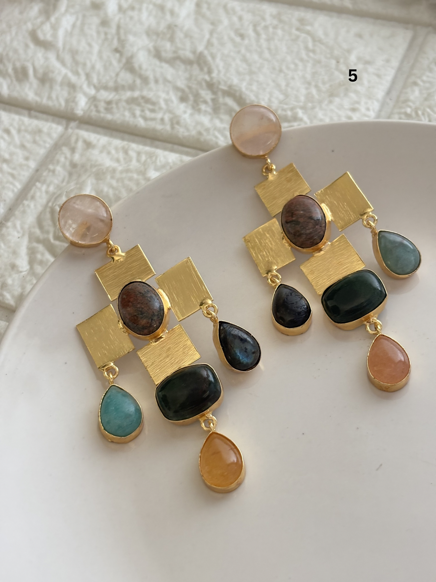 Majesty Natural Stone Earring-Brass