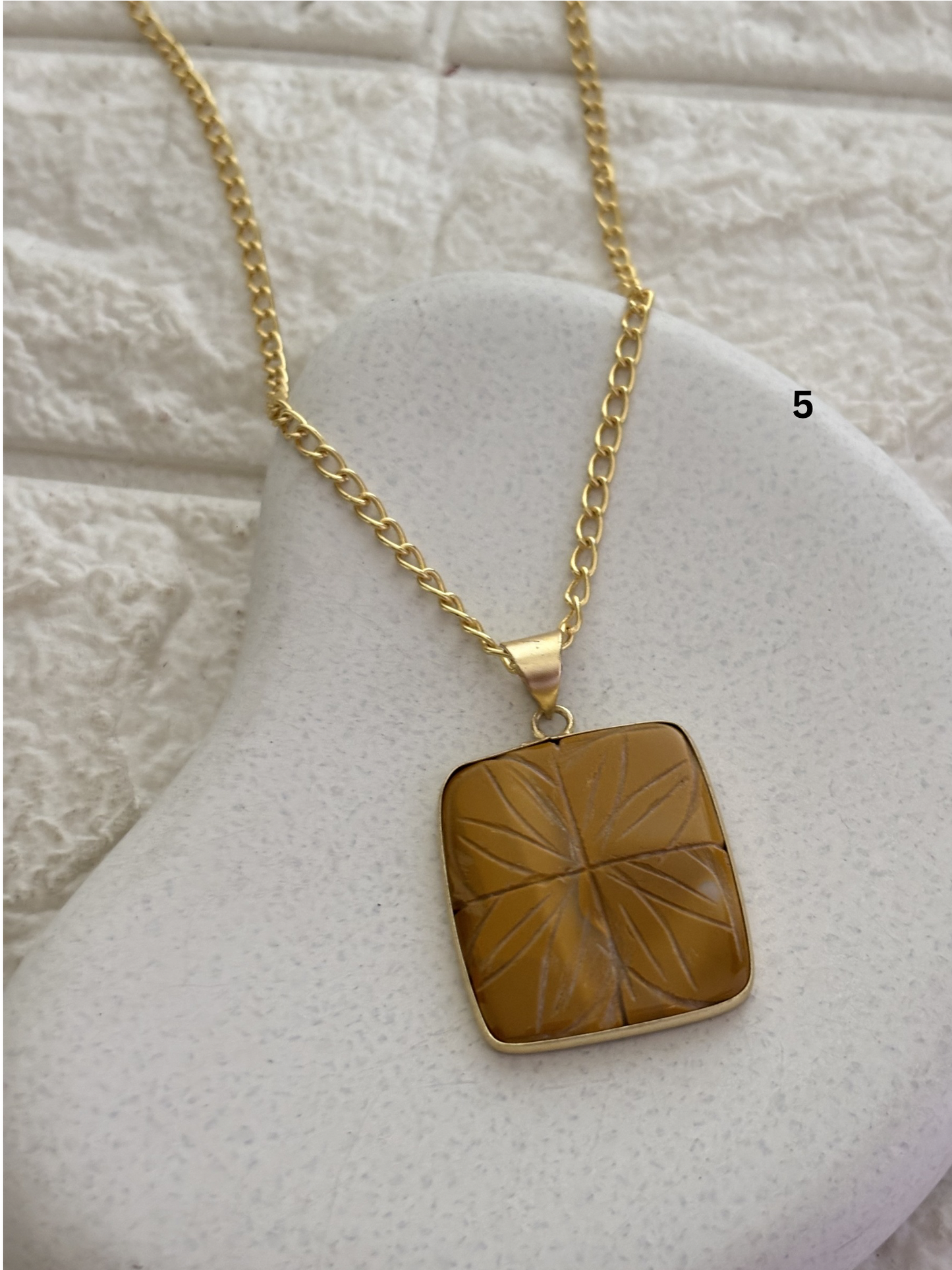 Carving Mix color Necklace- Brass