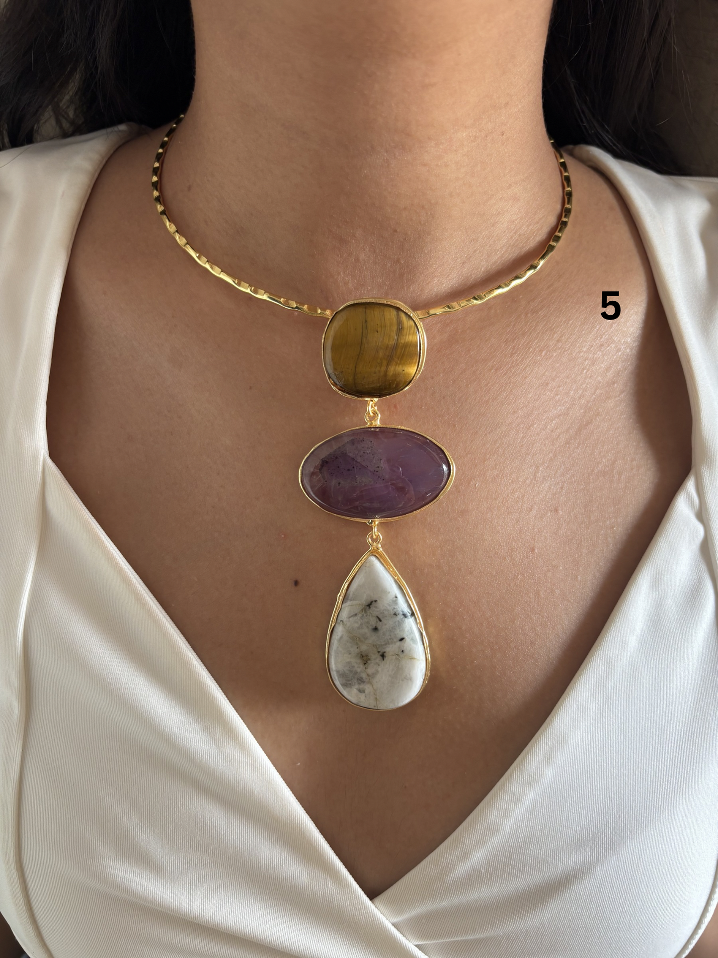 3 stone Isabelle hasli choker- Brass