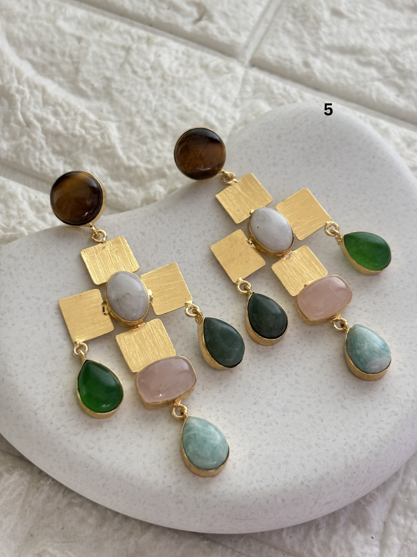 Majesty Natural Stone Earring-Brass