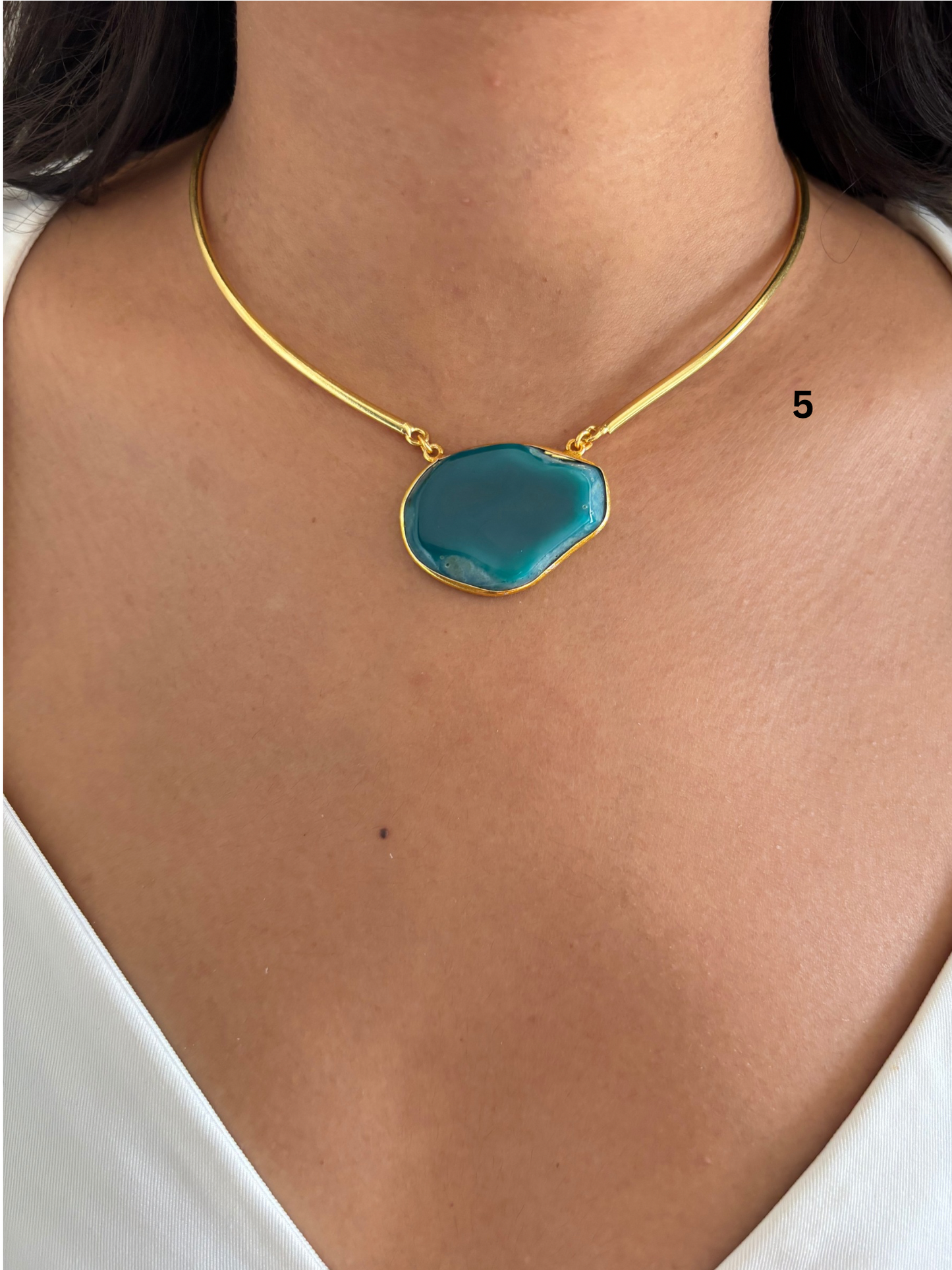 Agate Single Stone Hasli - Brass
