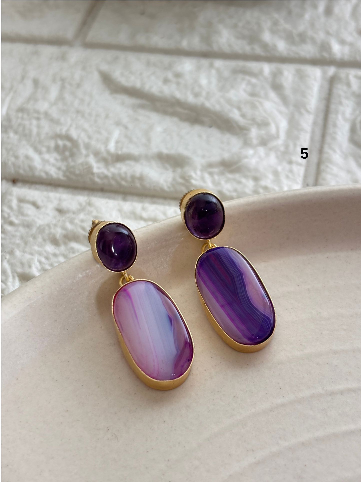 Color-Crush Natural Stone Earring- Brass