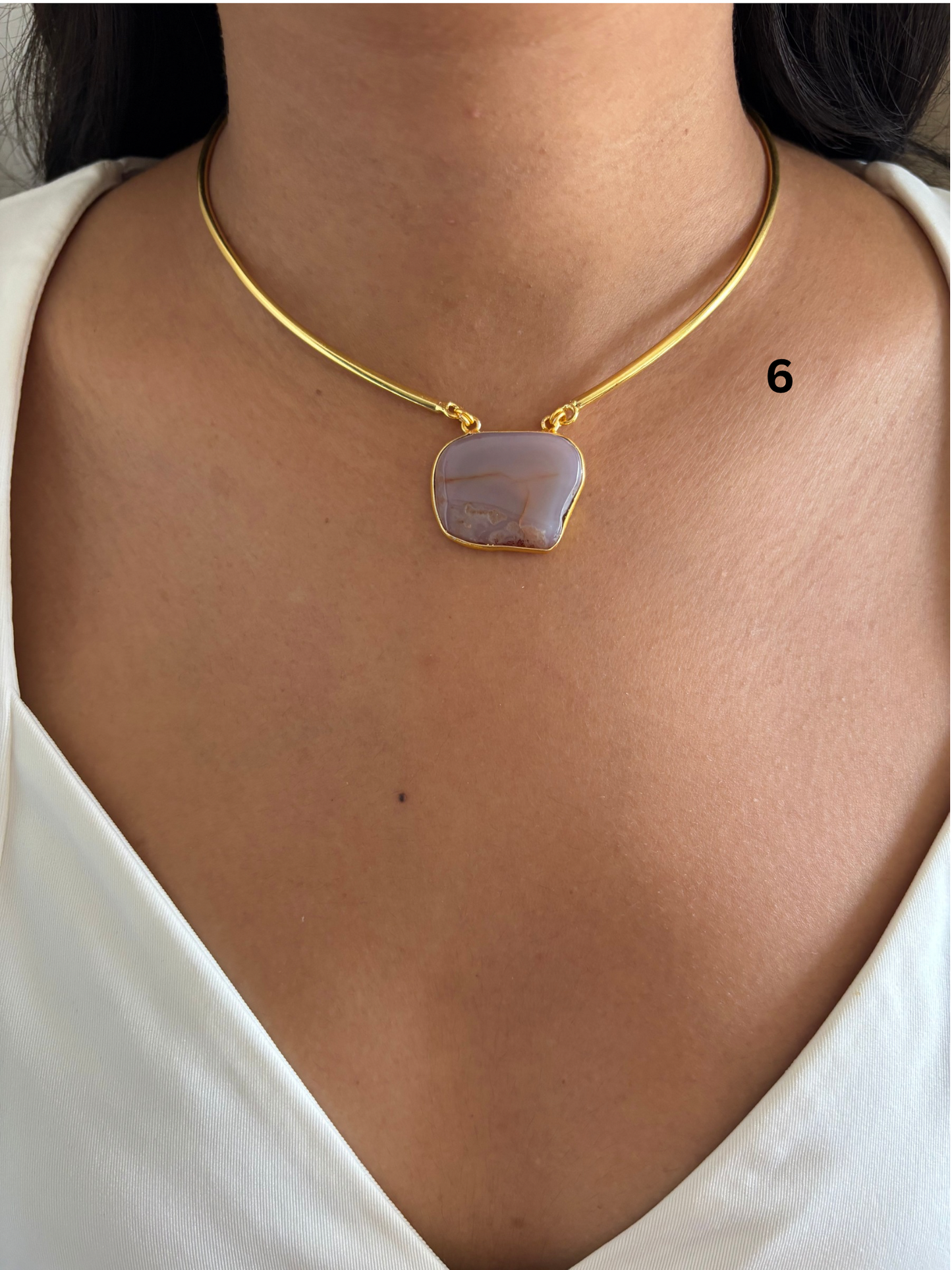Agate Single Stone Hasli - Brass