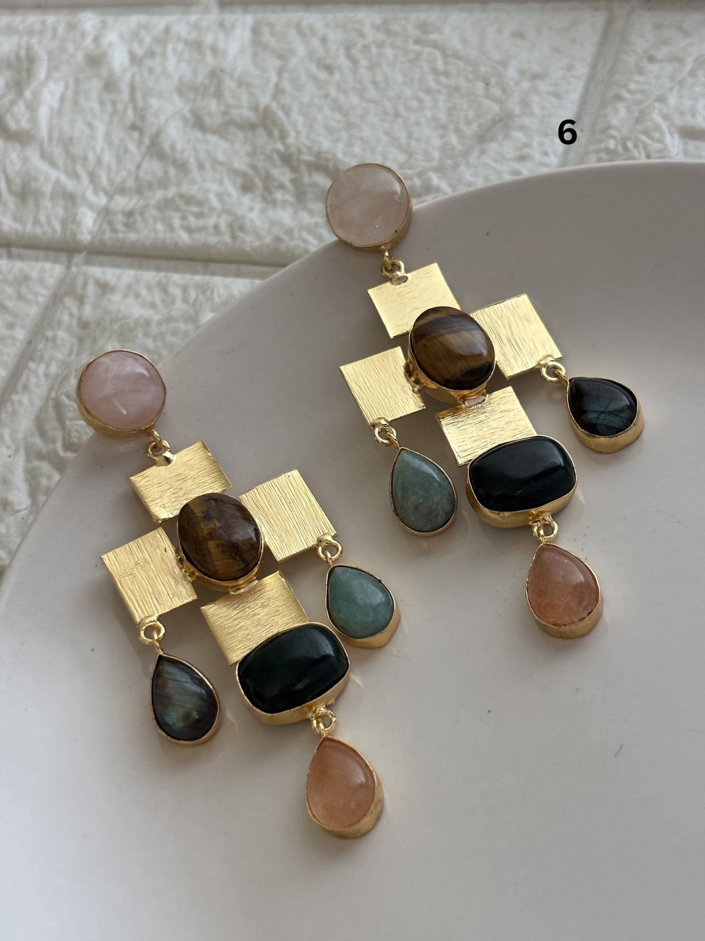 Majesty Natural Stone Earring-Brass