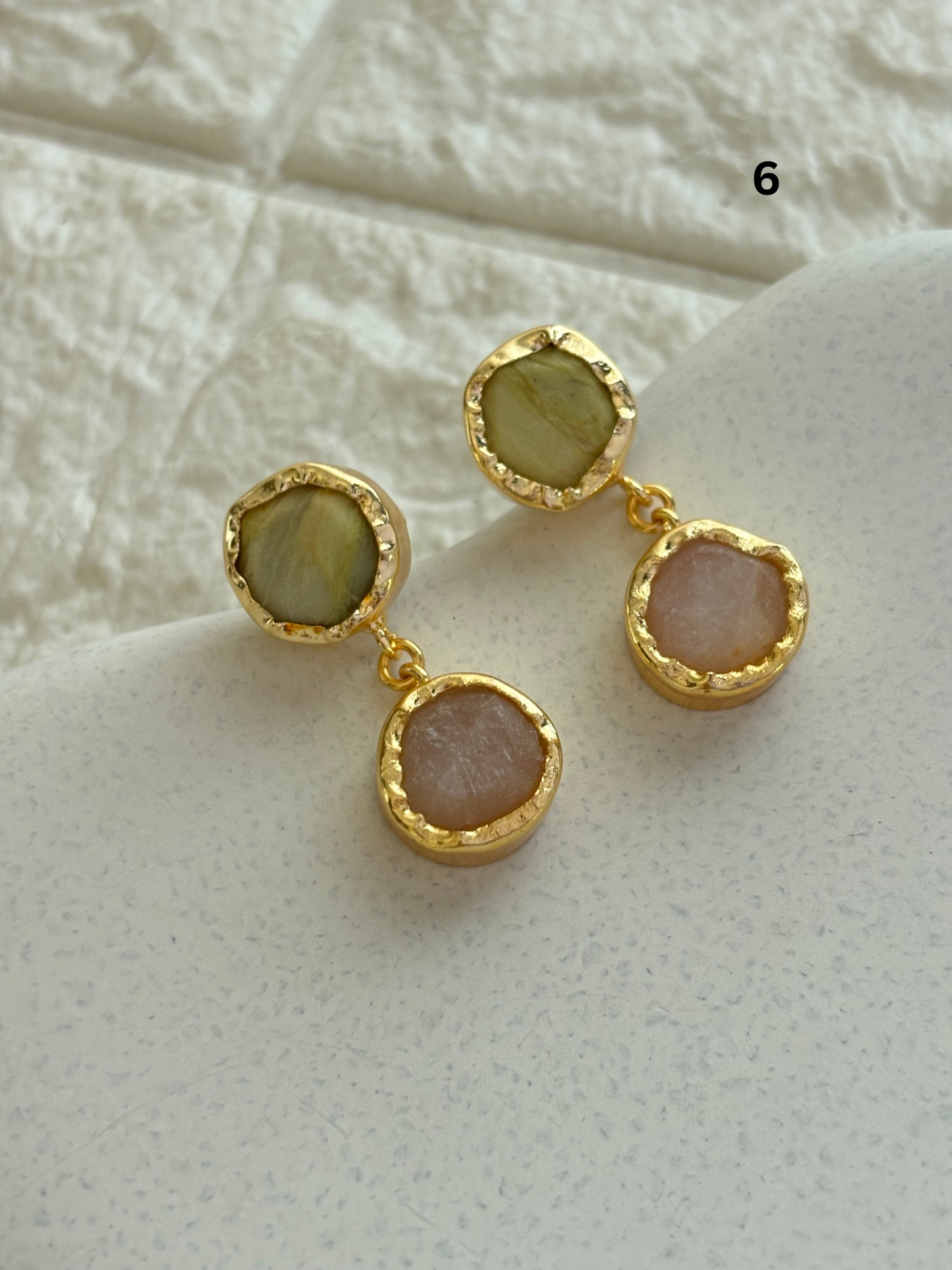 Dual Natural Stone Earring-Brass