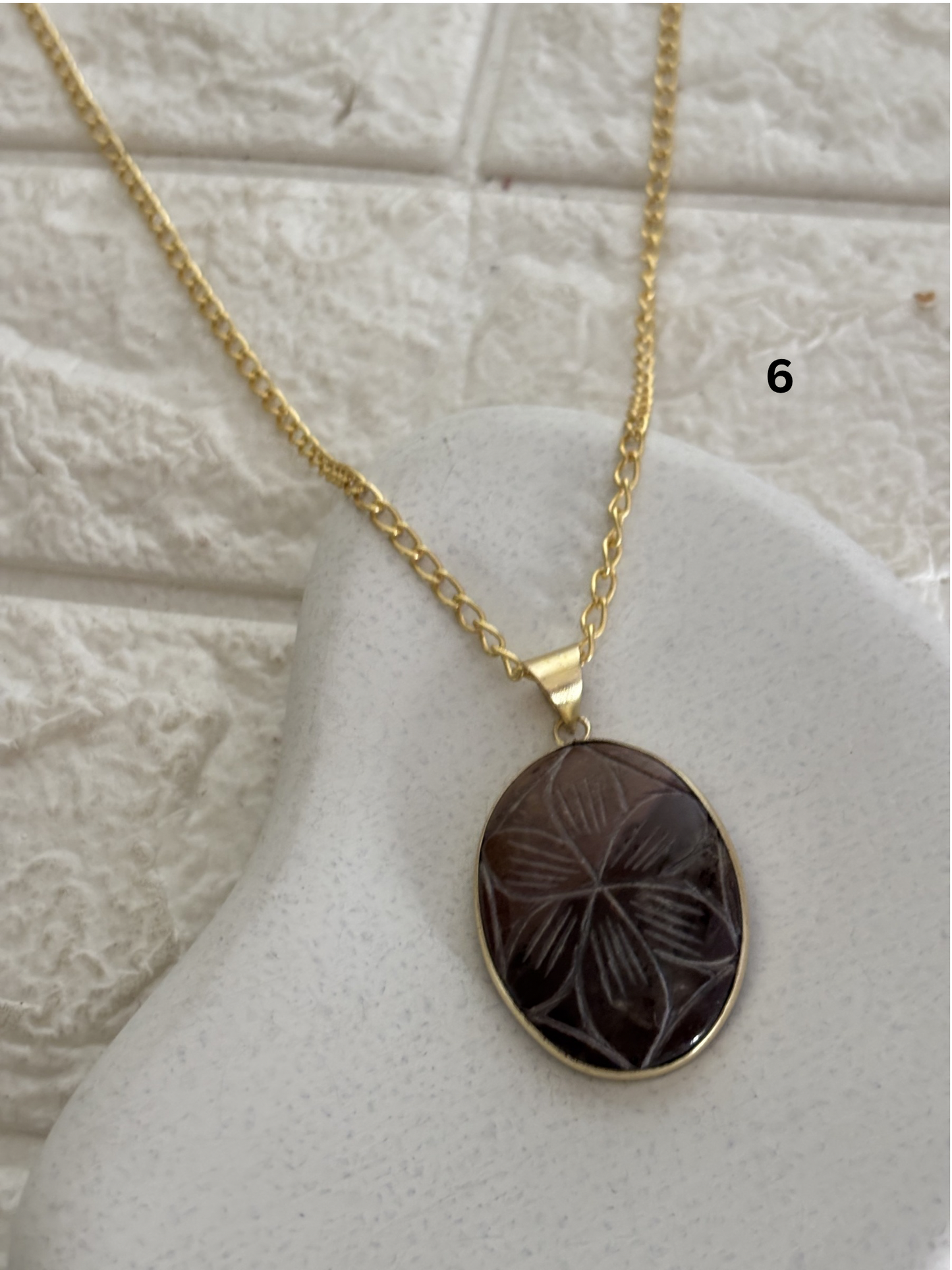 Carving Mix color Necklace- Brass