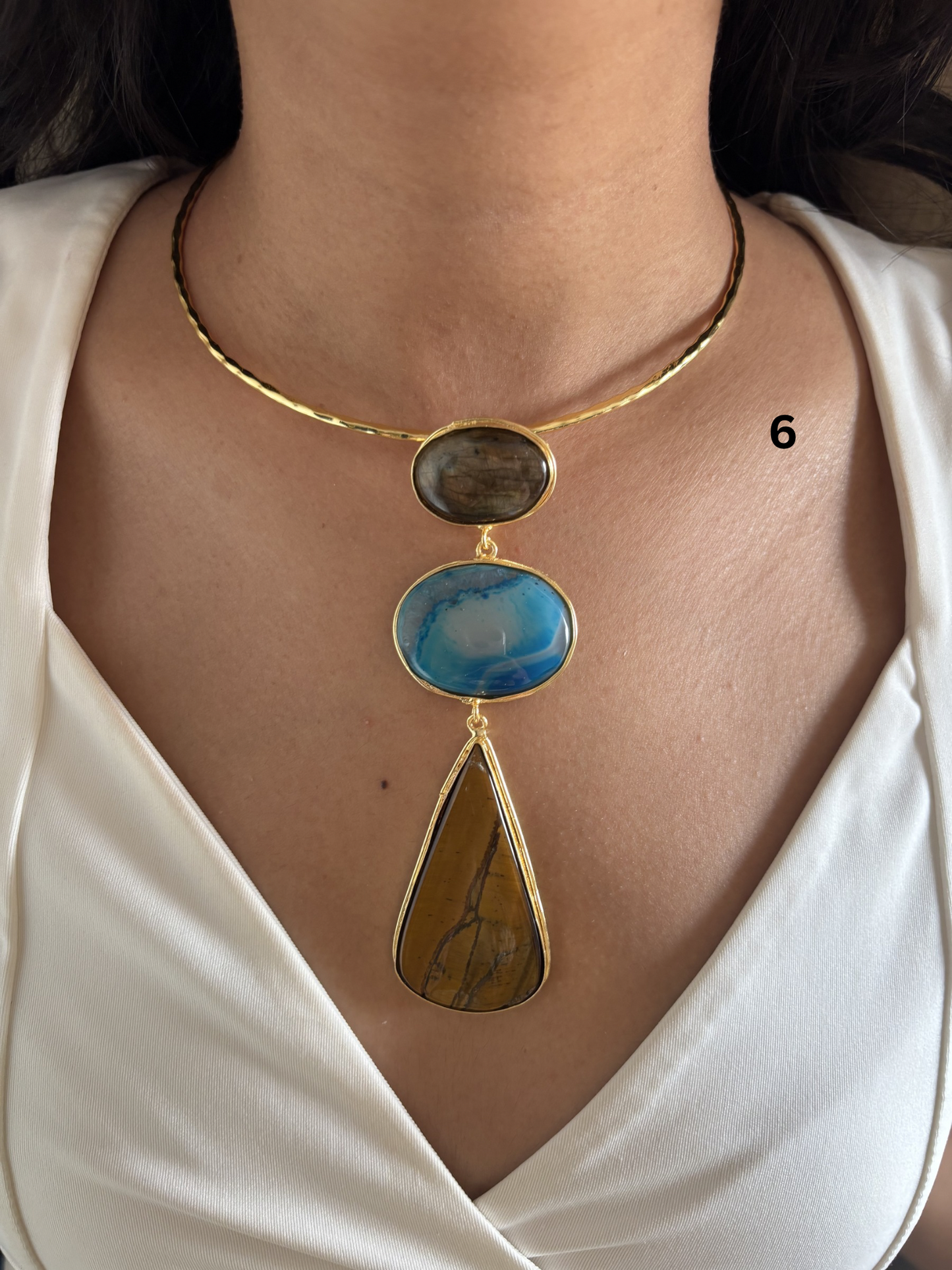 3 stone Isabelle hasli choker- Brass