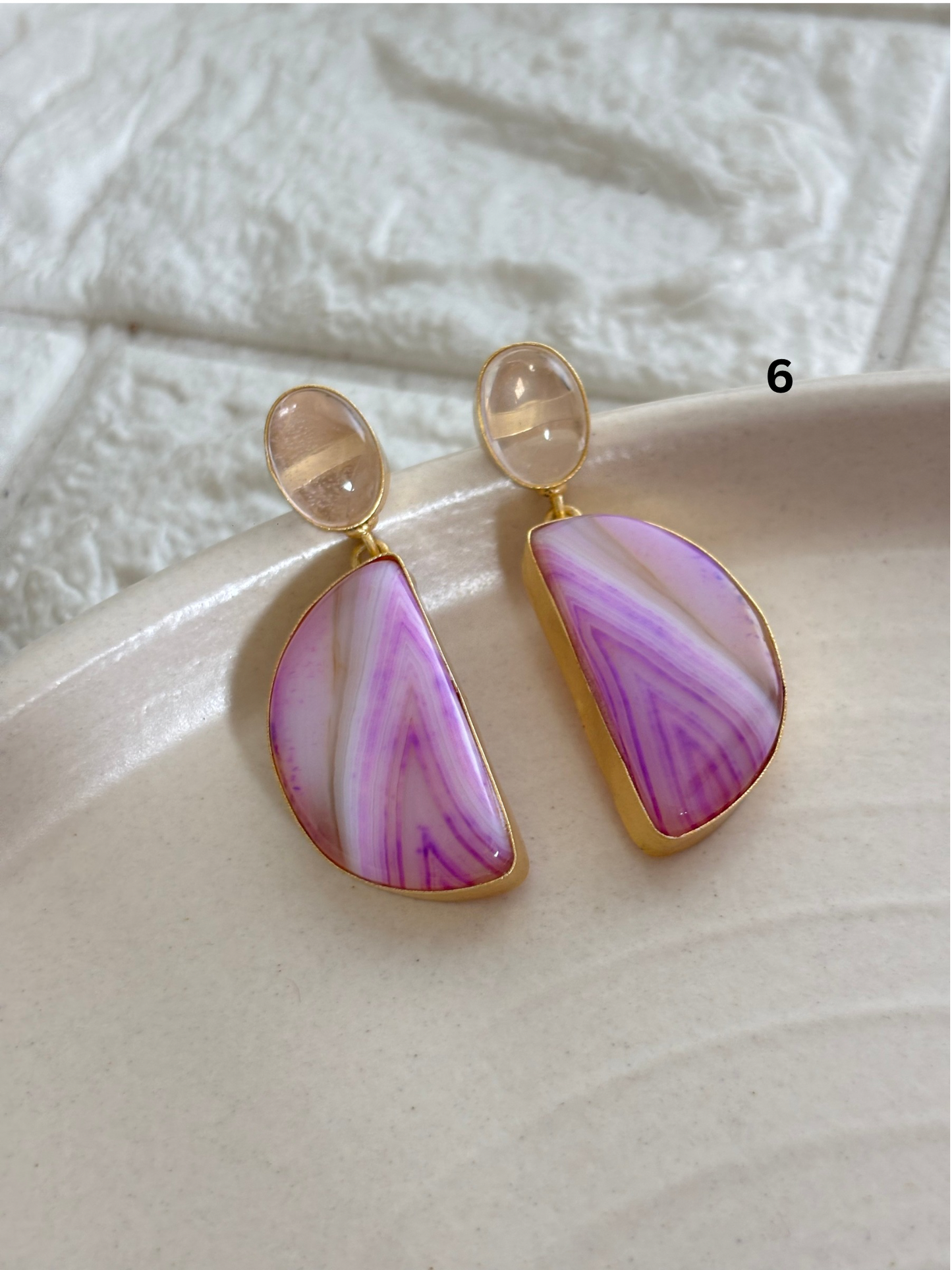Color-Crush Natural Stone Earring- Brass