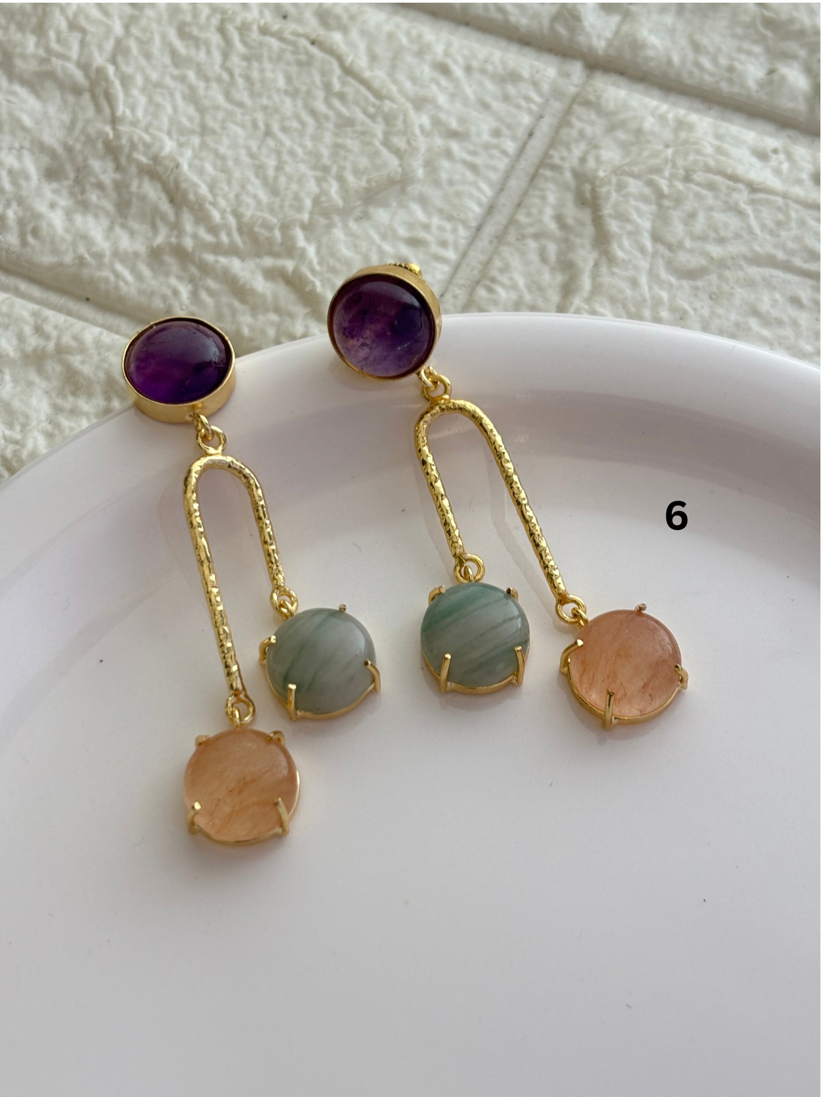Jane Natural Stone Dangler Brass