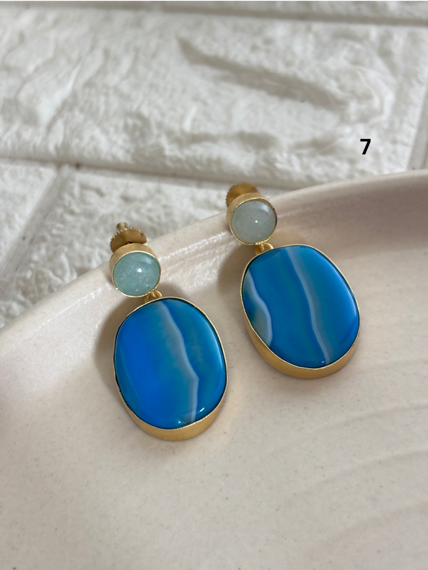 Color-Crush Natural Stone Earring- Brass
