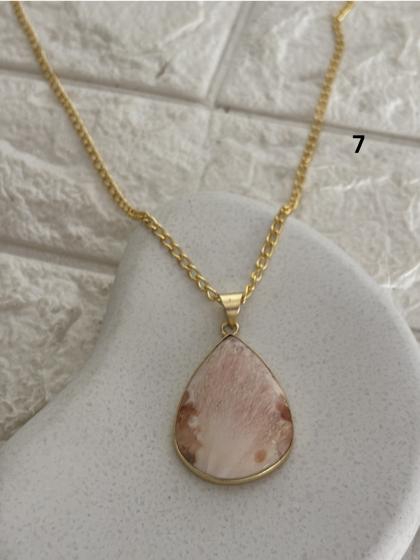 Mix color jasper stone Necklace - Brass