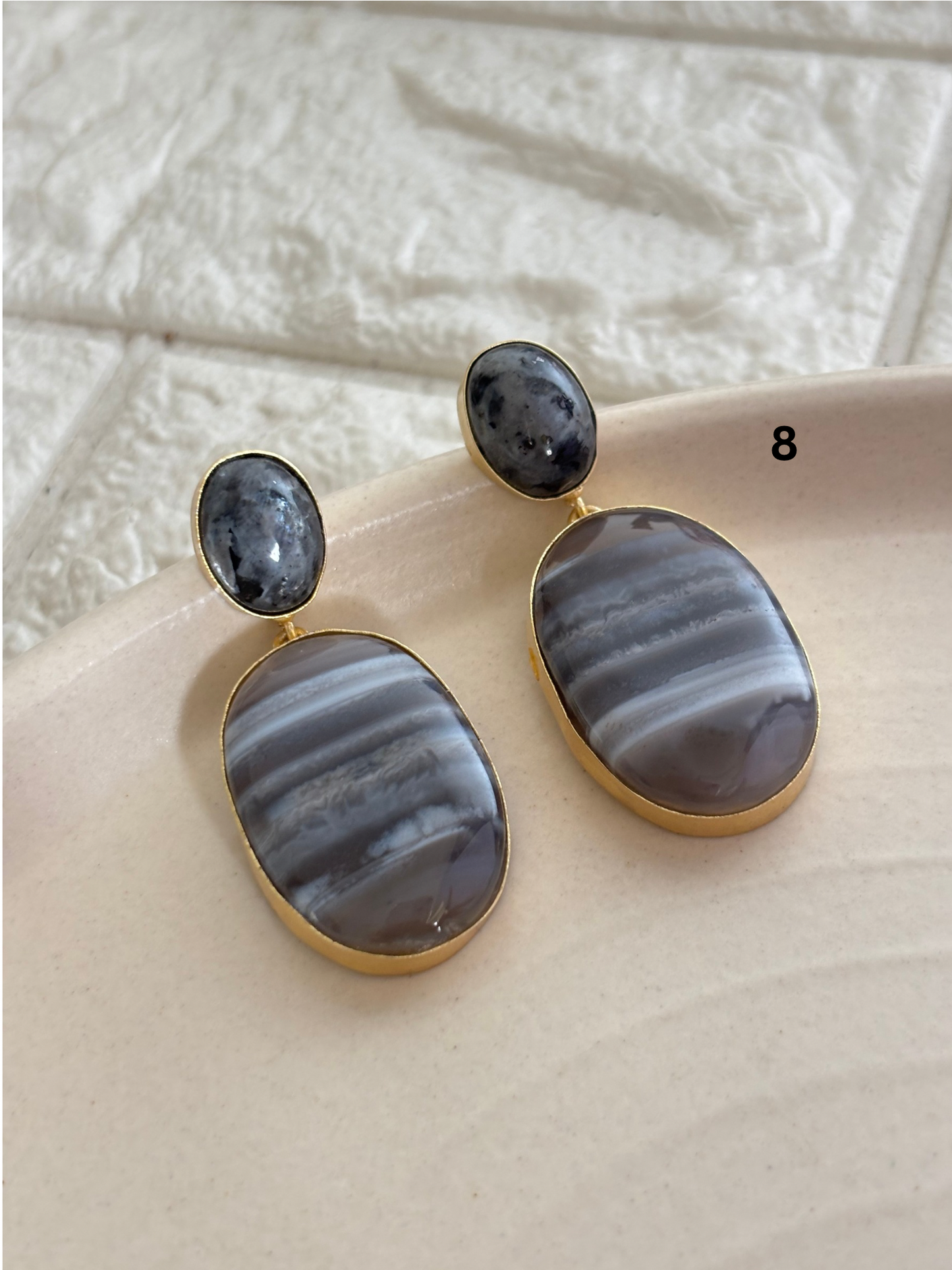 Color-Crush Natural Stone Earring- Brass