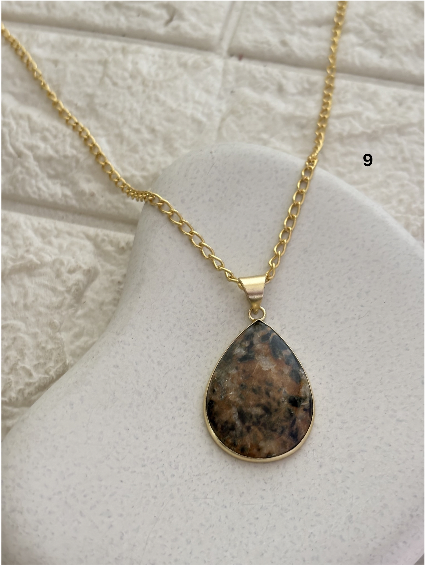 Mix color jasper stone Necklace - Brass