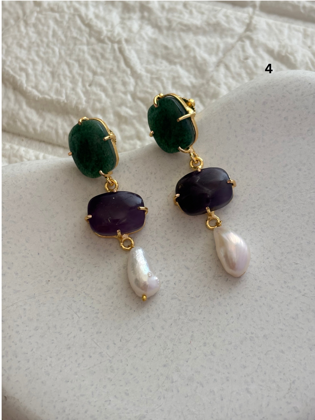 Misha Natural Stone Earring Brass