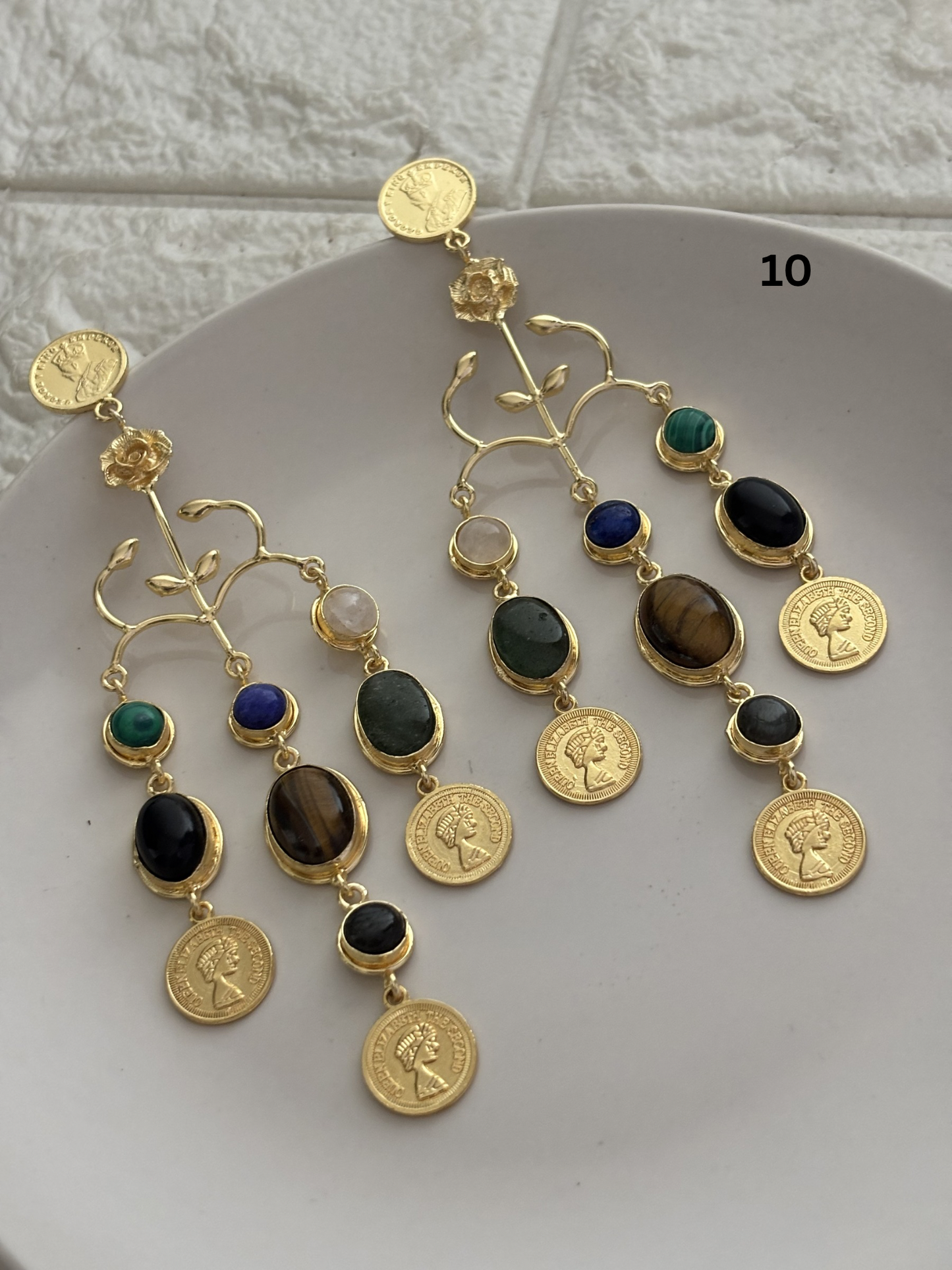 Regal Natural Stone Dangler- Brass