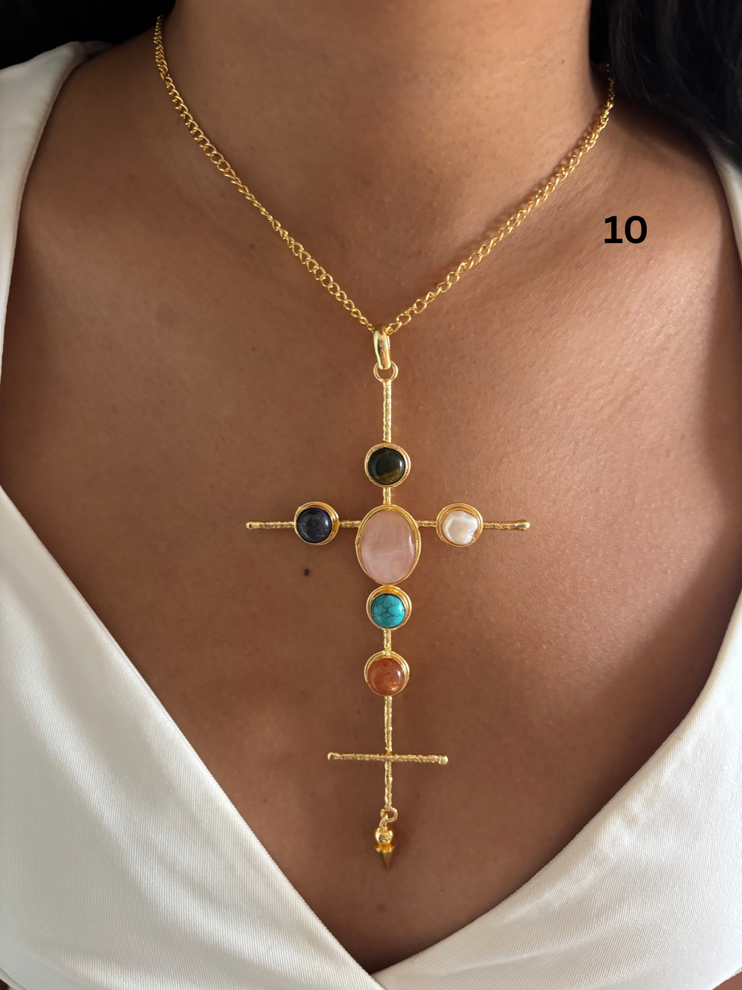 Catherine Natural stone Necklace-Brass
