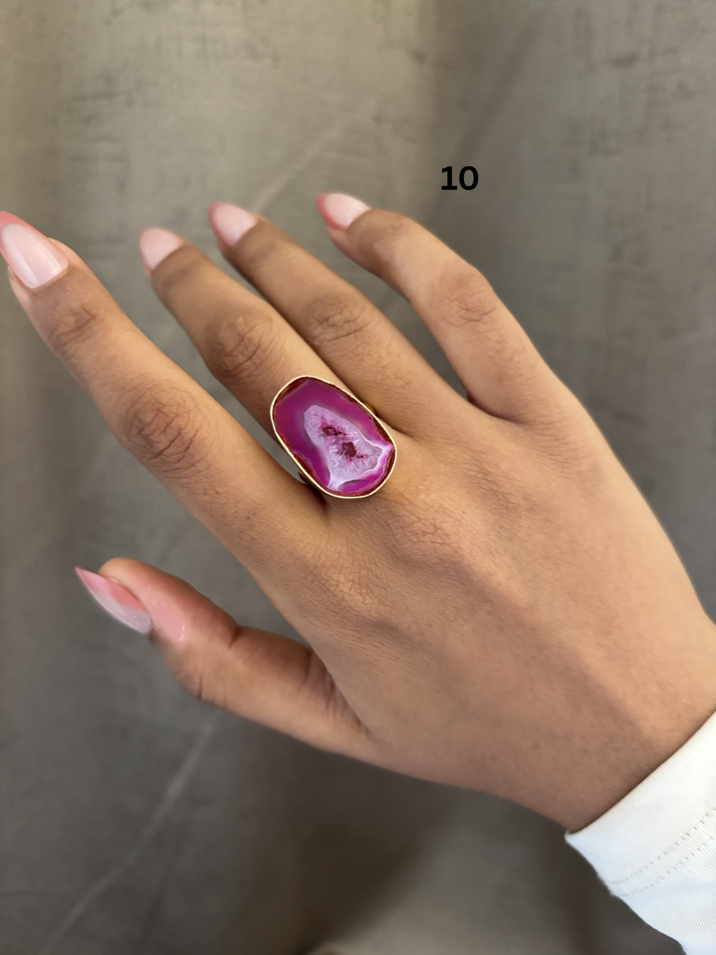 Agate Mix Color Adjustable Ring-  Brass