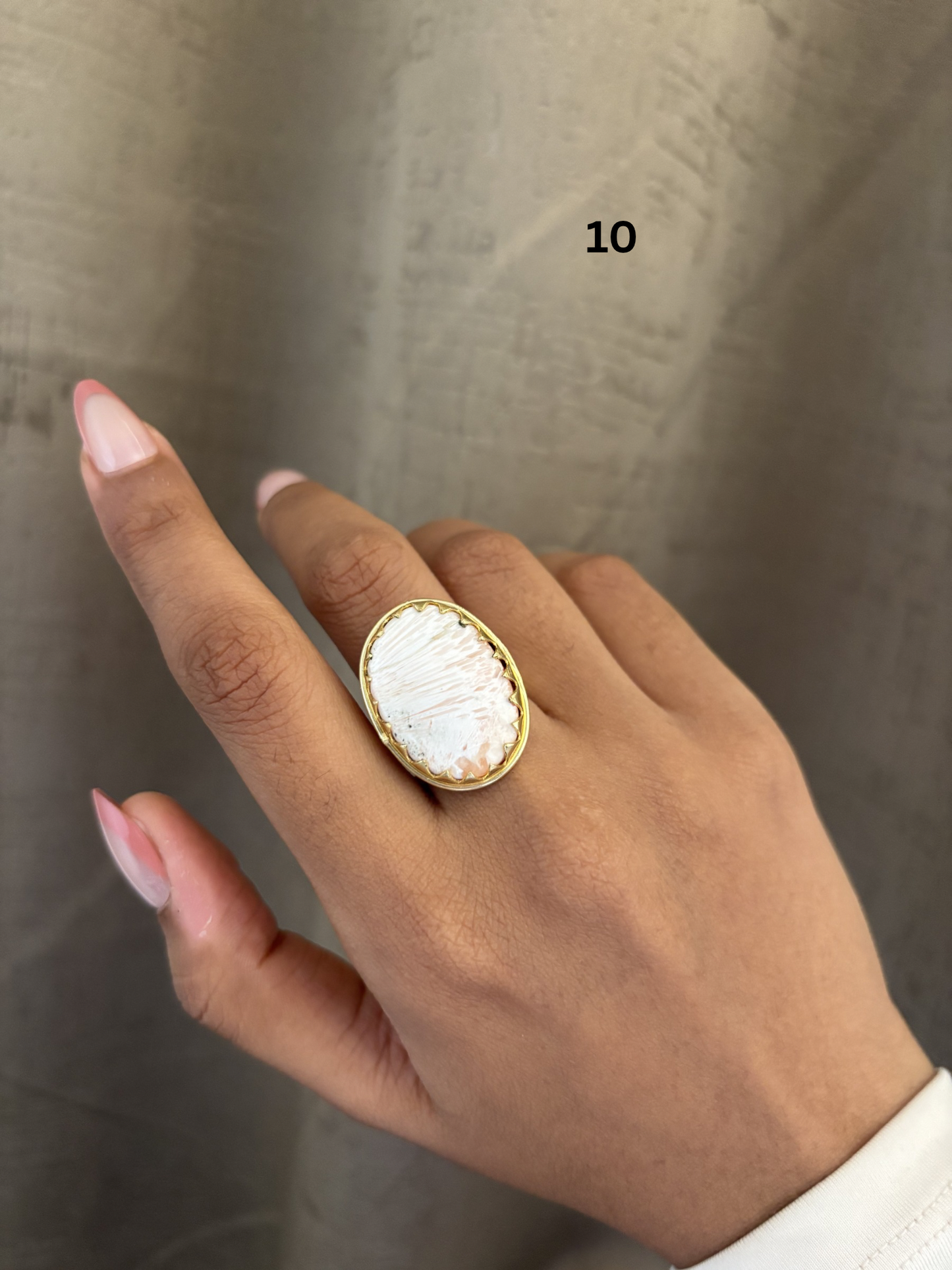 Fusion Natural Stone Adjustable Ring-Brass