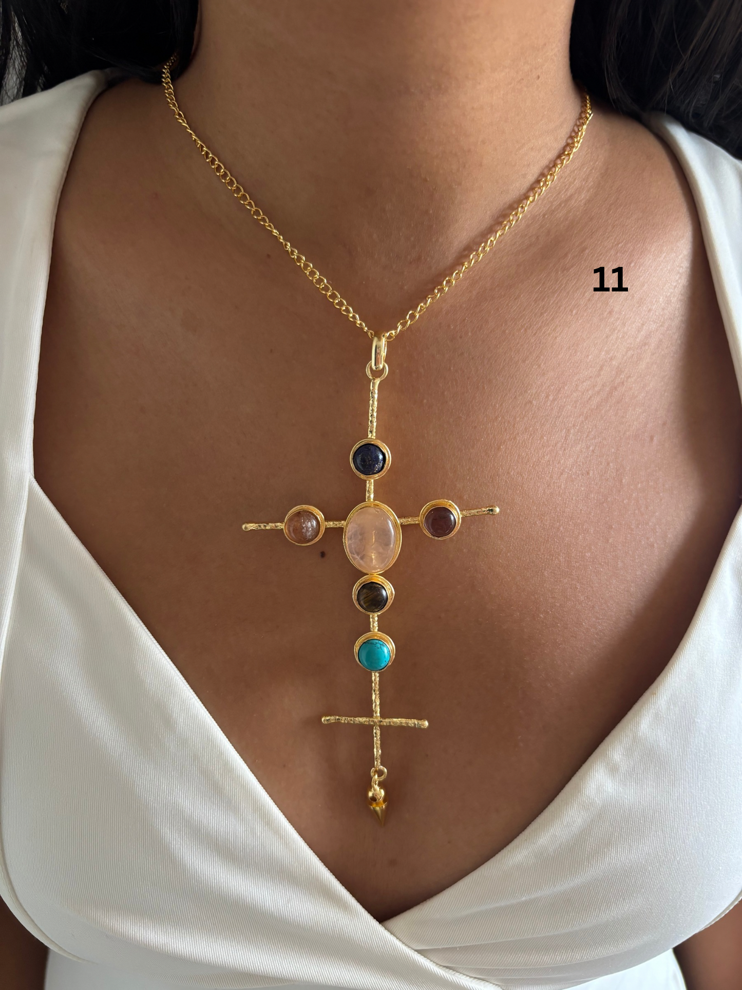 Catherine Natural stone Necklace-Brass