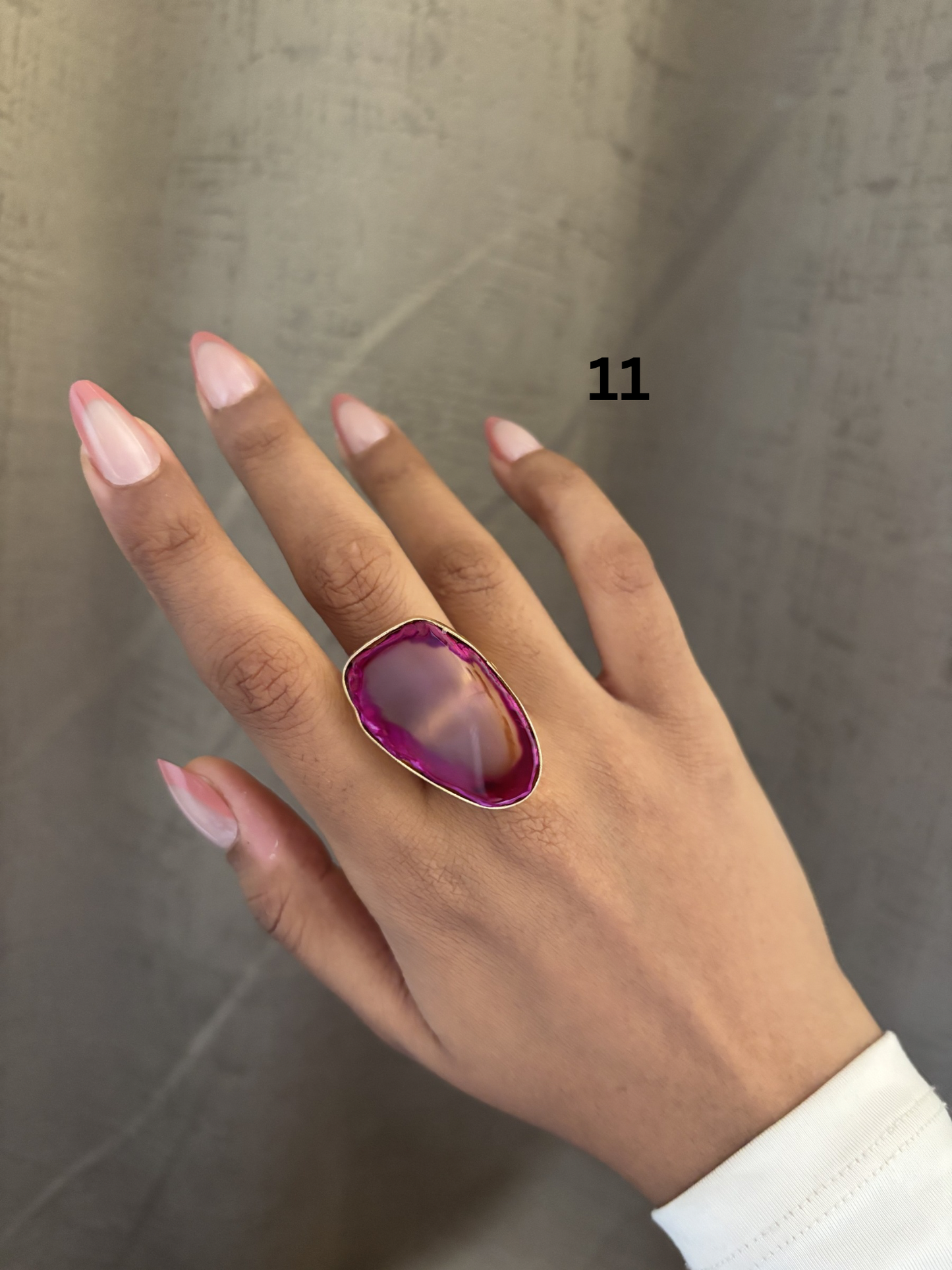 Agate Mix Color Adjustable Ring-  Brass