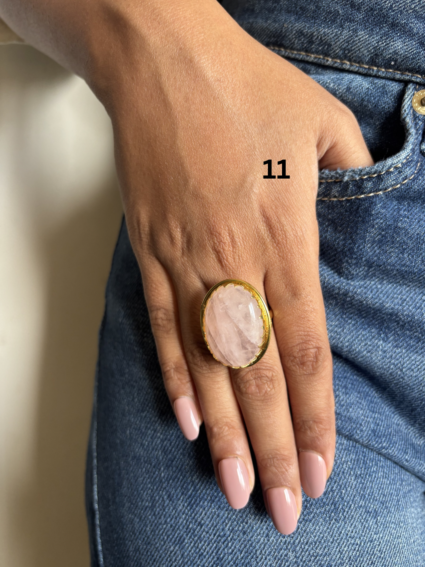 Fusion Natural Stone Adjustable Ring-Brass