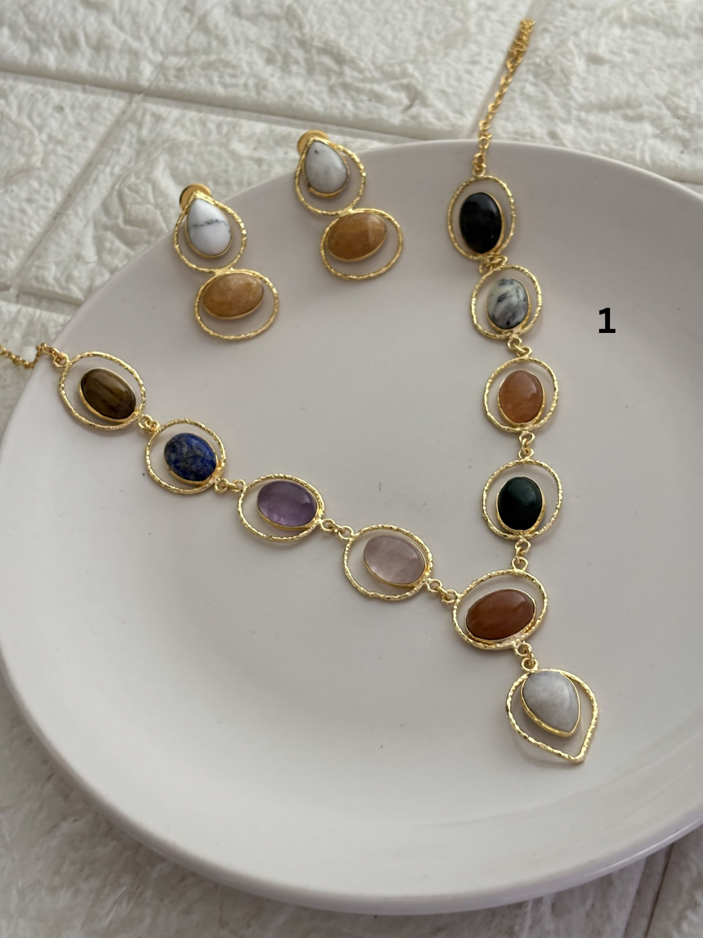 Grace Natural Stone Necklace Set