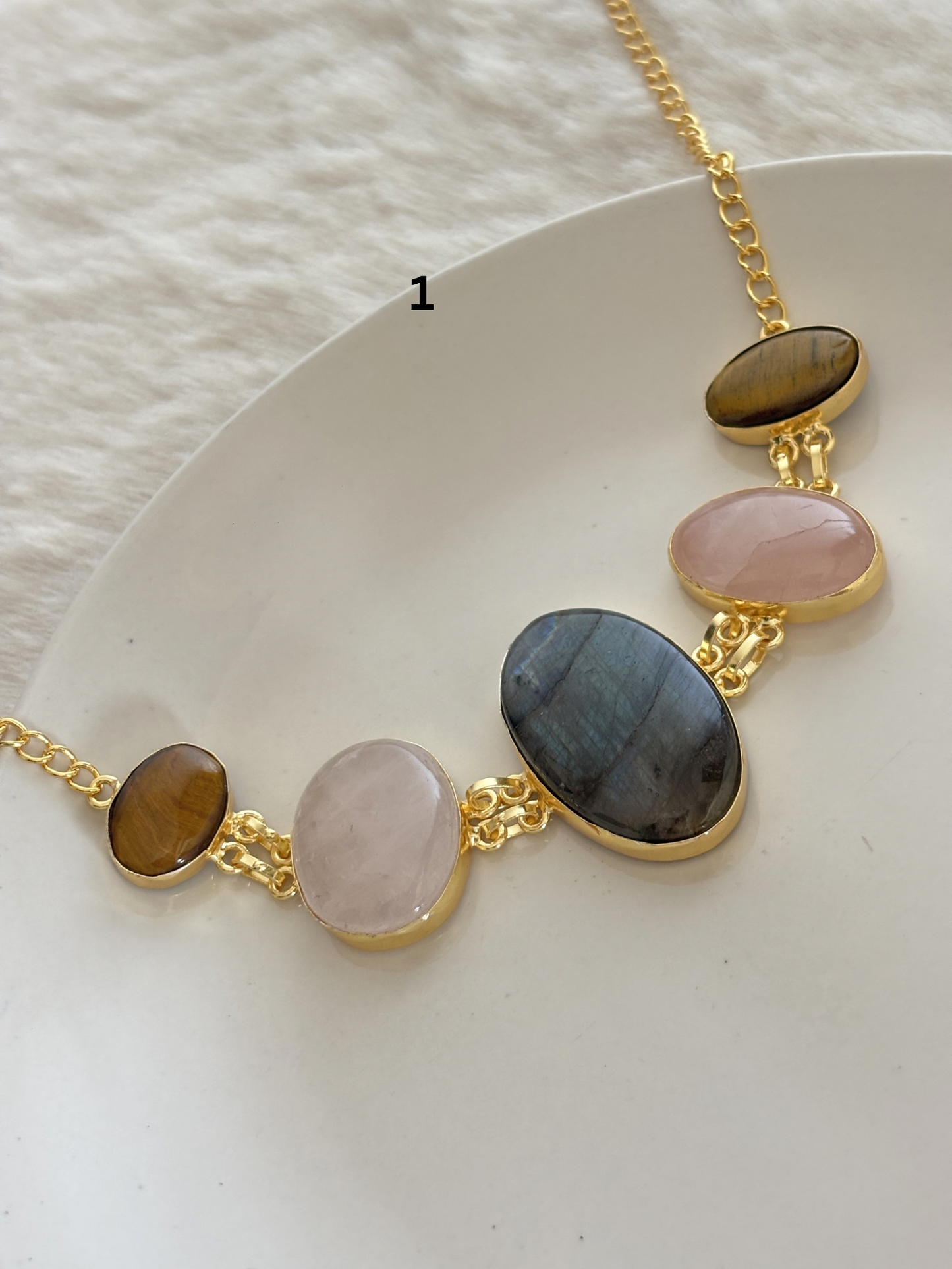 Sabrina Natural Stone Choker- Brass