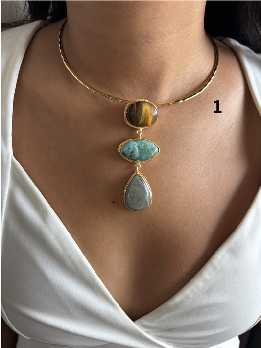 3 stone Isabelle hasli choker- Brass