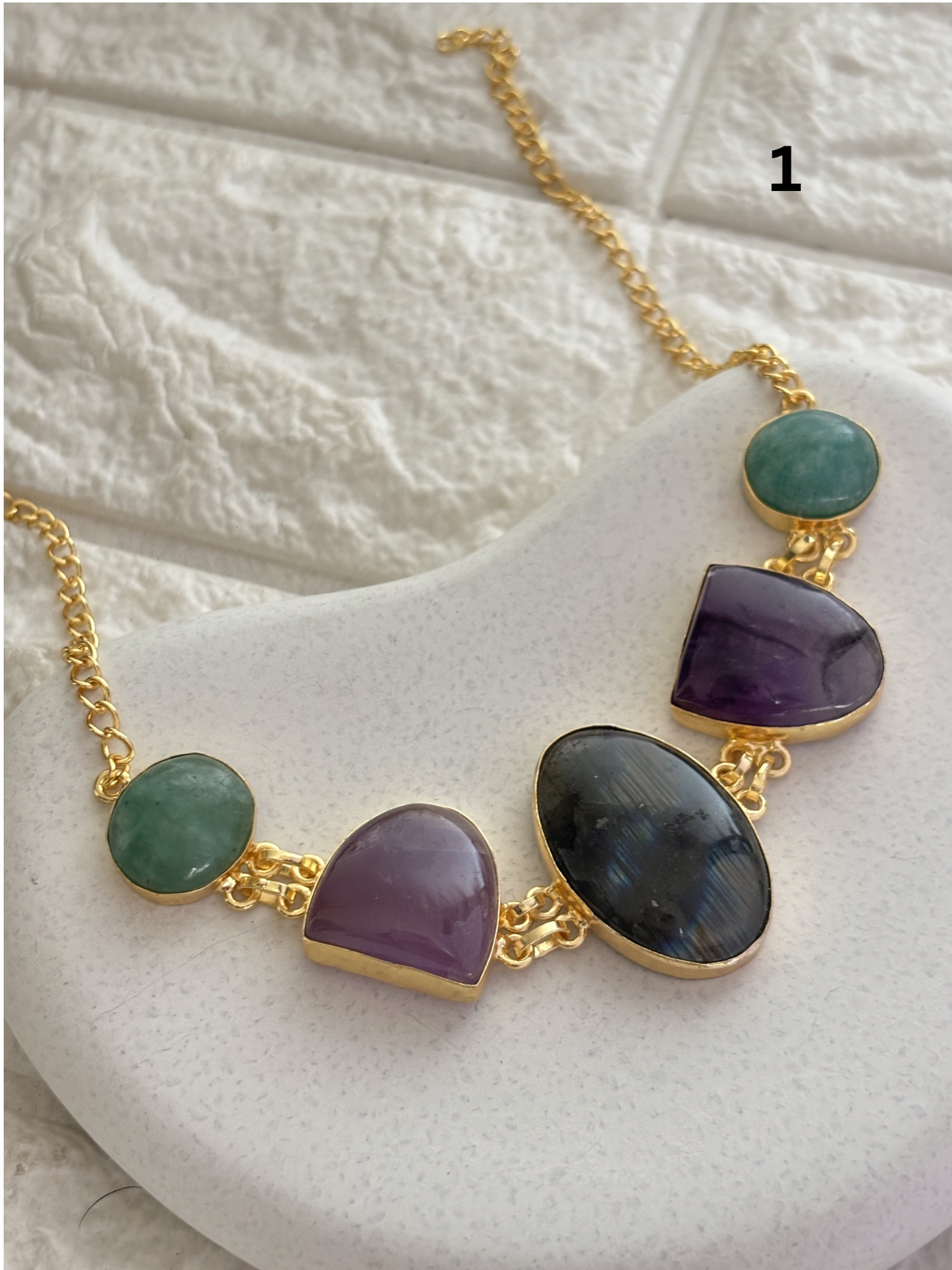 Sabrina Natural Stone Choker- Brass