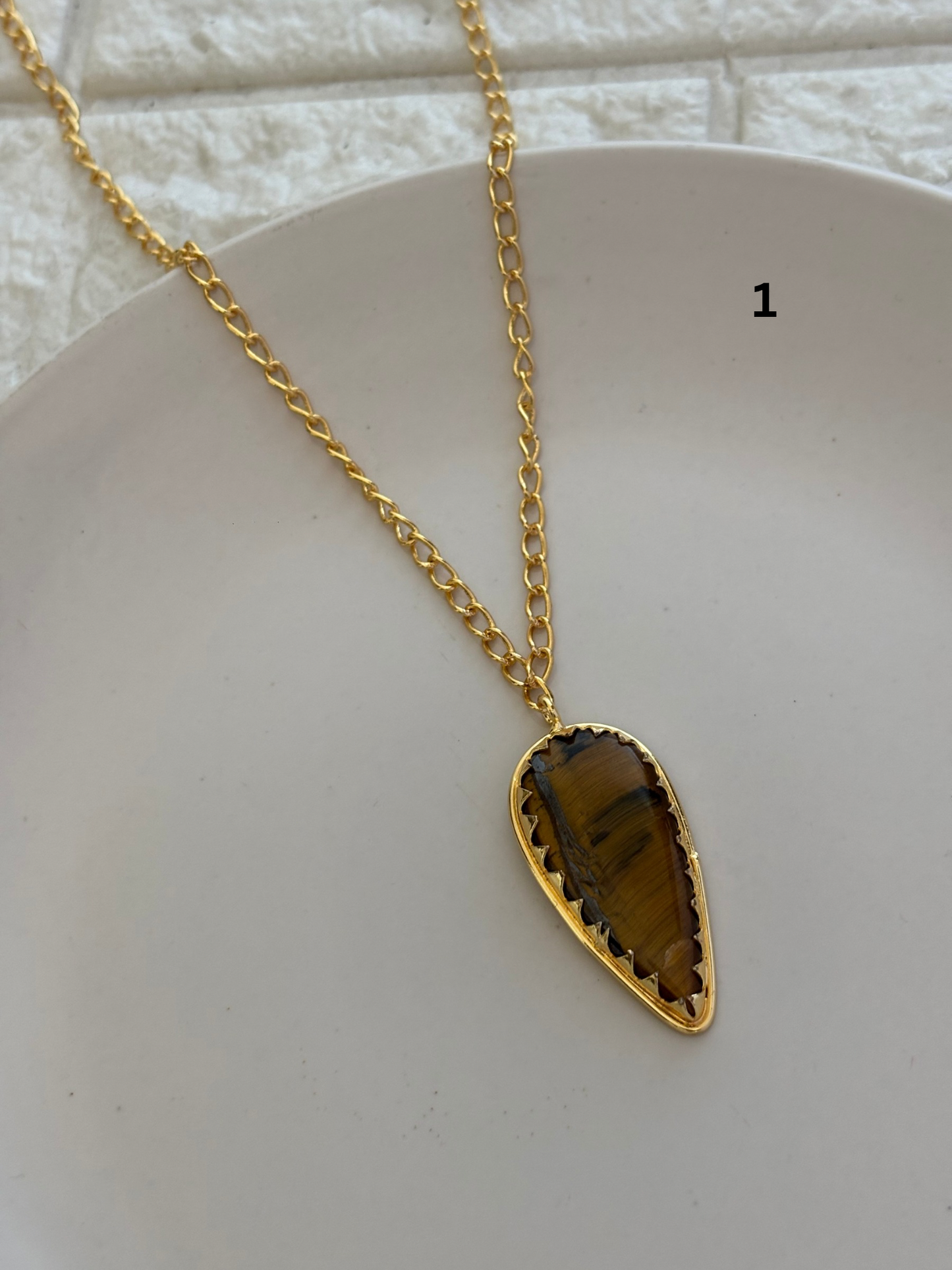 Tiger Eye Necklace -Brass
