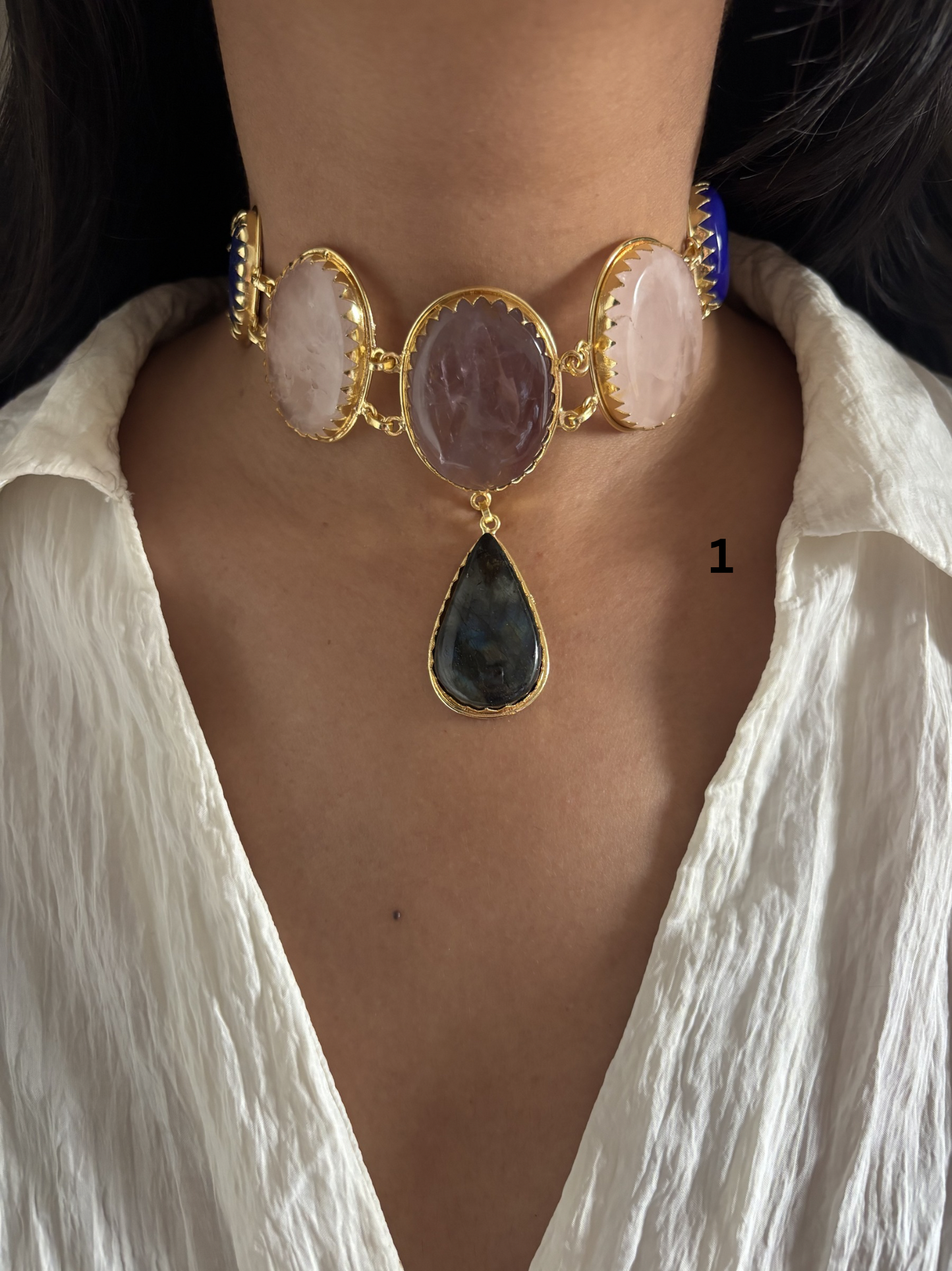 Victorian Natural Stone Choker- Brass