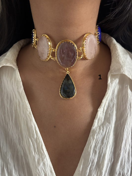 Victorian Natural Stone Choker- Brass
