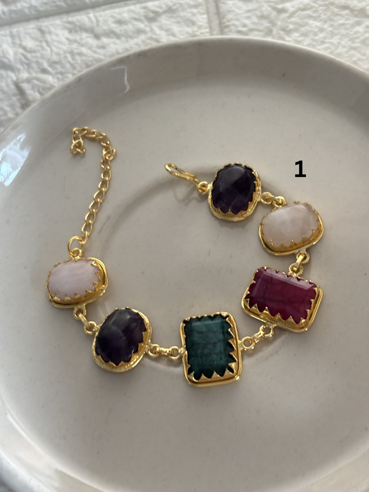 Renne Natural Stone Bracelet Brass