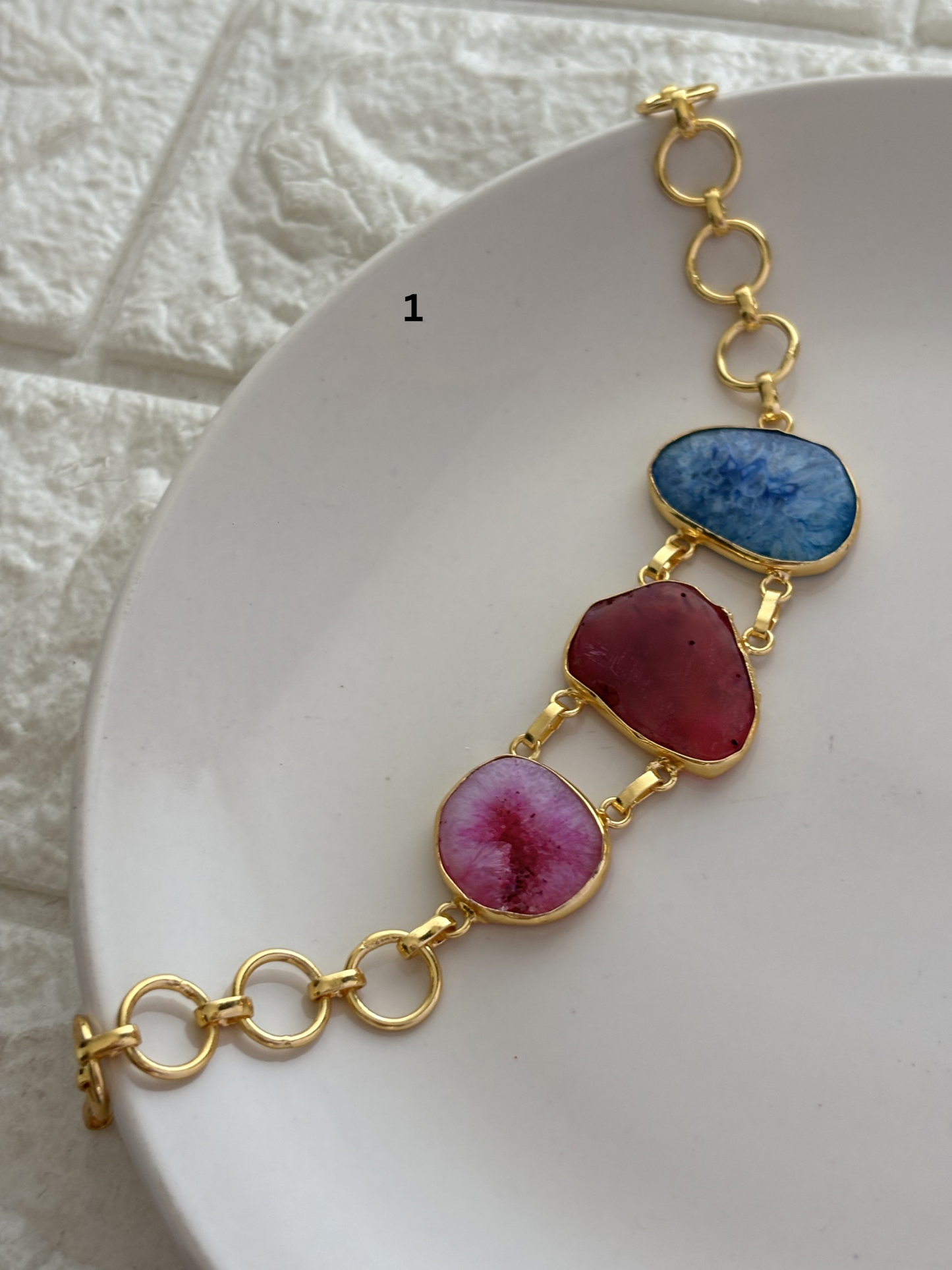 Bette Natural Stone Bracelet- Brass