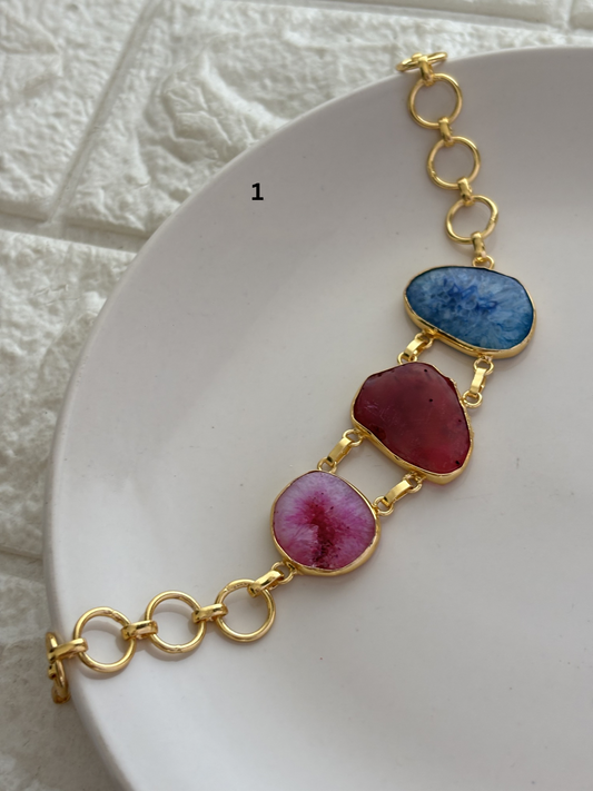 Bette Natural Stone Bracelet- Brass