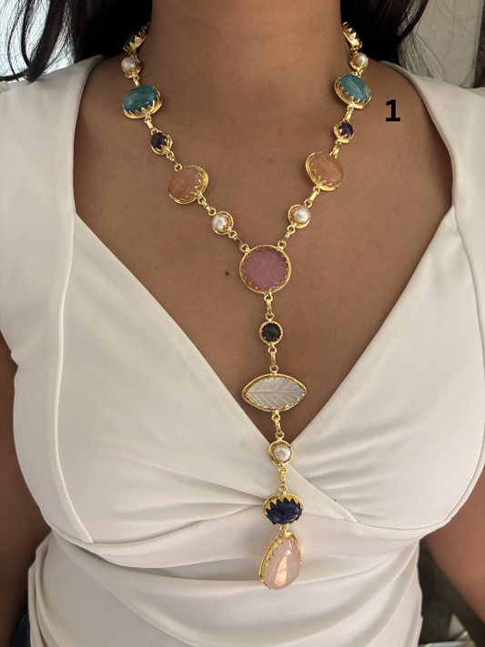 Kristen Heritage Natural Stone Necklace Brass