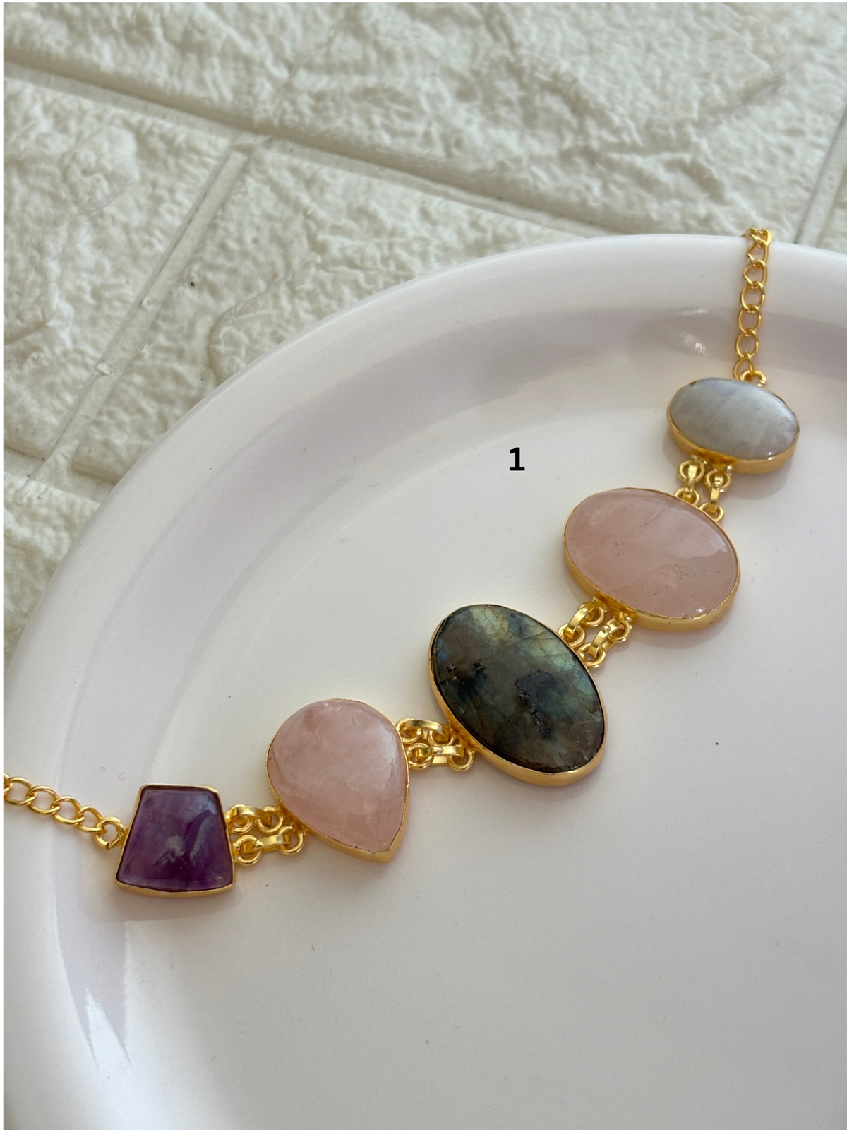 Sabrina Natural Stone Bracelet- Brass