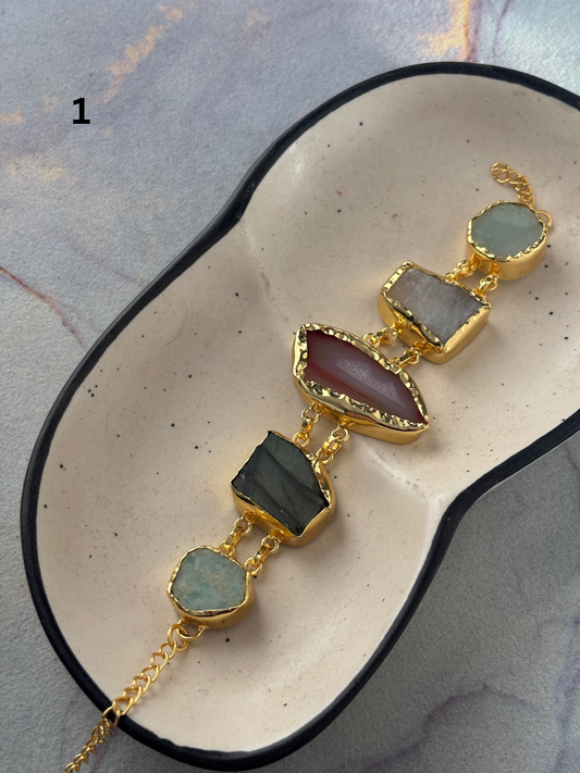 Reem Natural Stone Bracelet- Brass