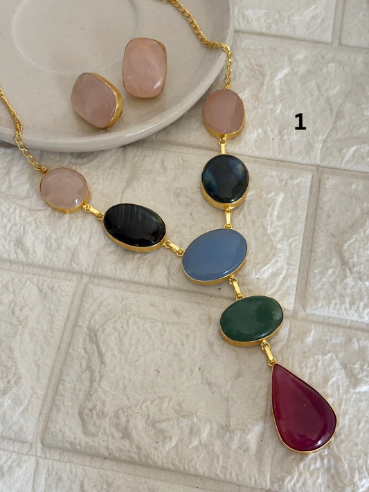 Queen Statement Y-Natural stone Set - Brass