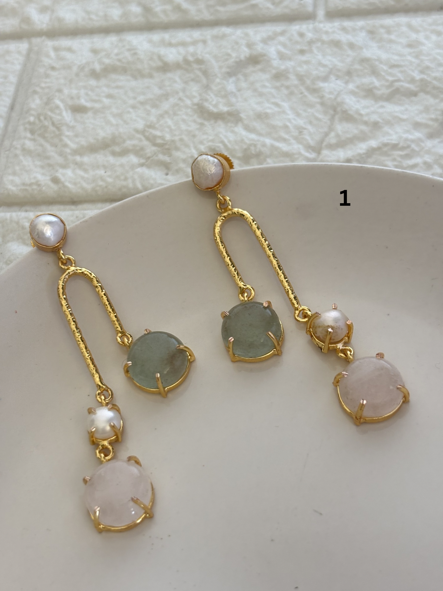 Jane Natural Stone Dangler Brass