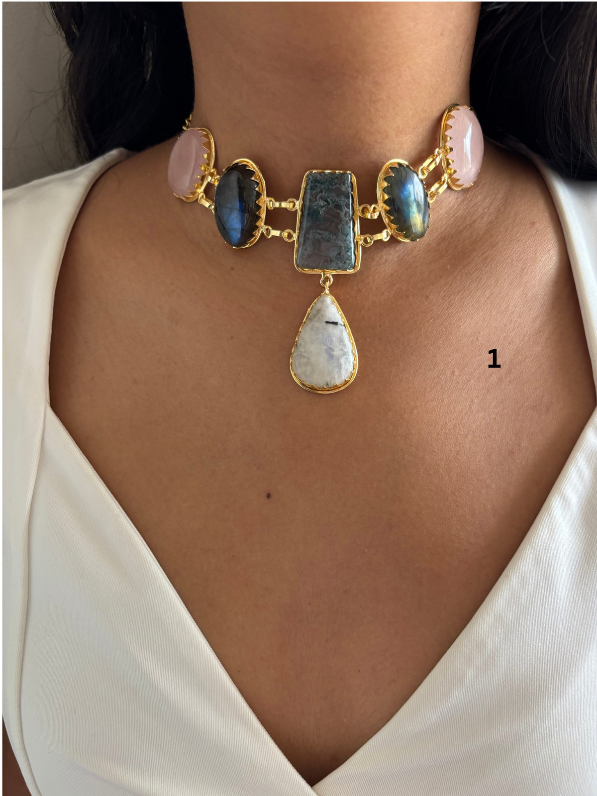 Victorian Natural Stone Choker- Brass