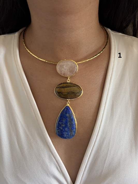 3 stone Isabelle hasli choker- Brass