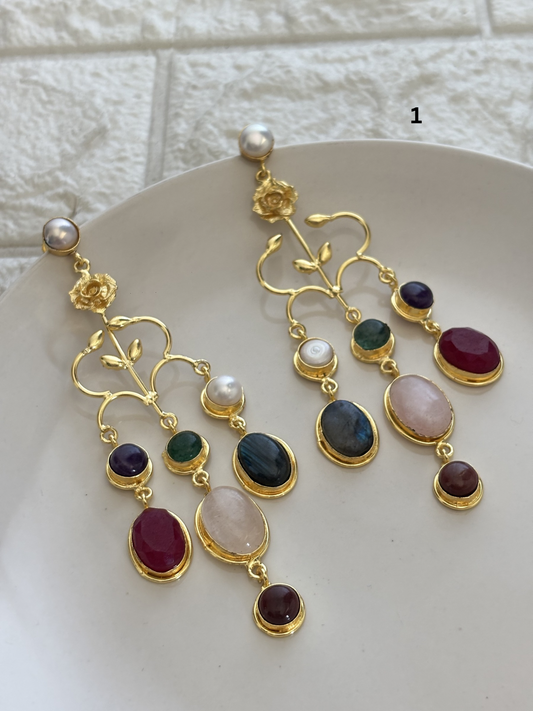 Regal Natural Stone Dangler- Brass