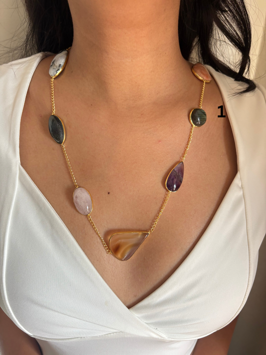 Megan Multi-color Stone- Brass