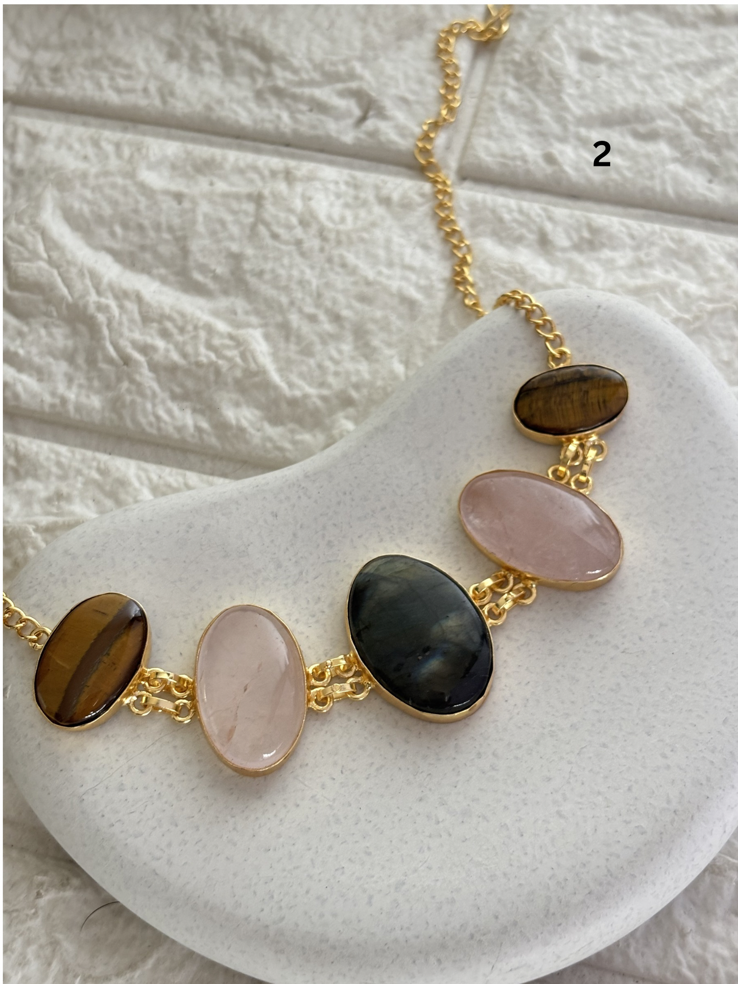 Sabrina Natural Stone Choker- Brass