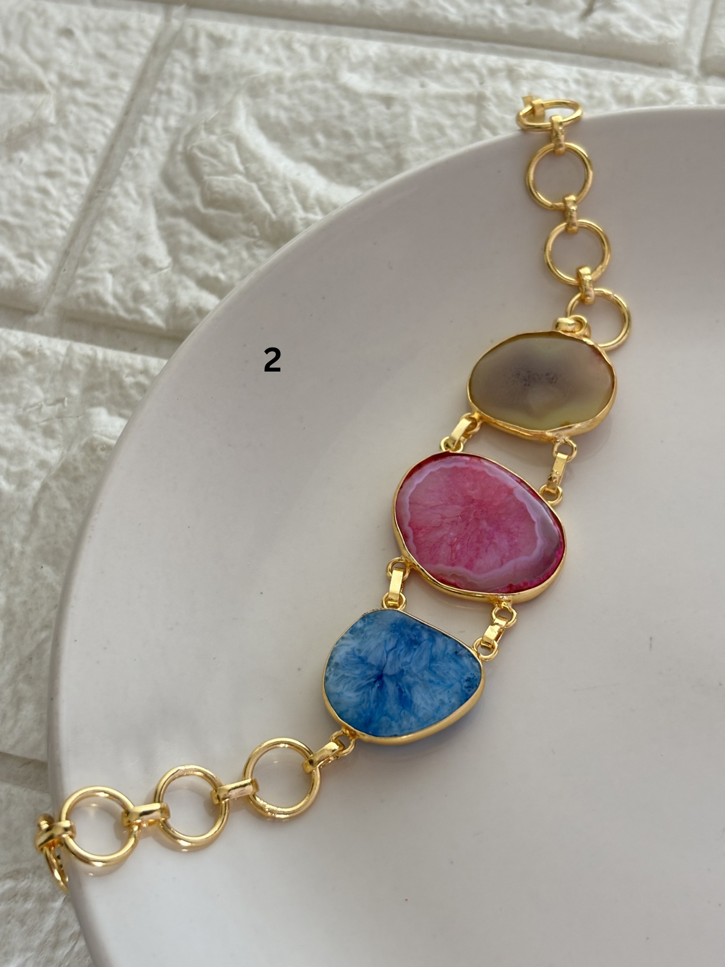 Bette Natural Stone Bracelet- Brass